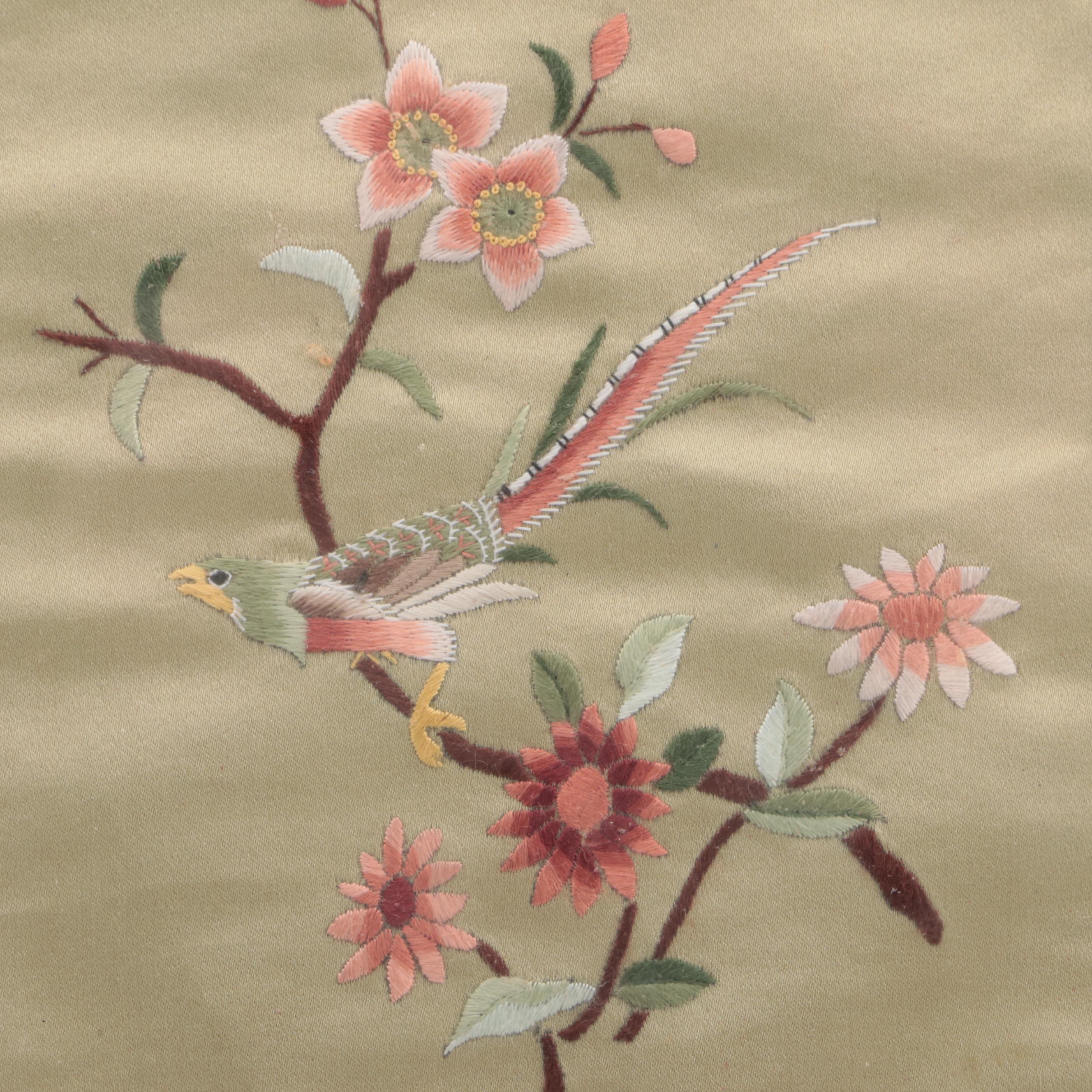 Framed Chinese Handmade Embroidered Silk Panel