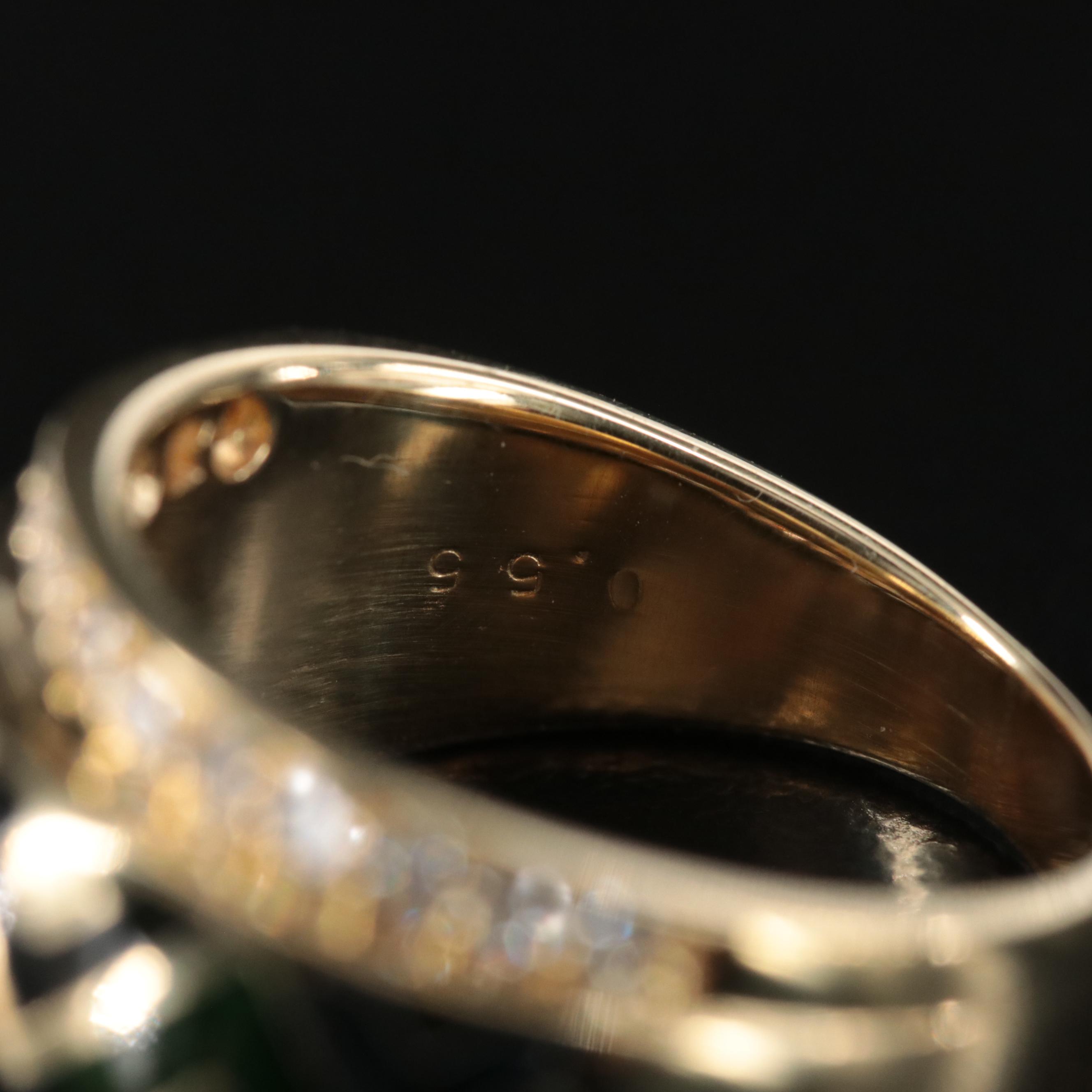 18K Diamond and Enamel Chevron Ring