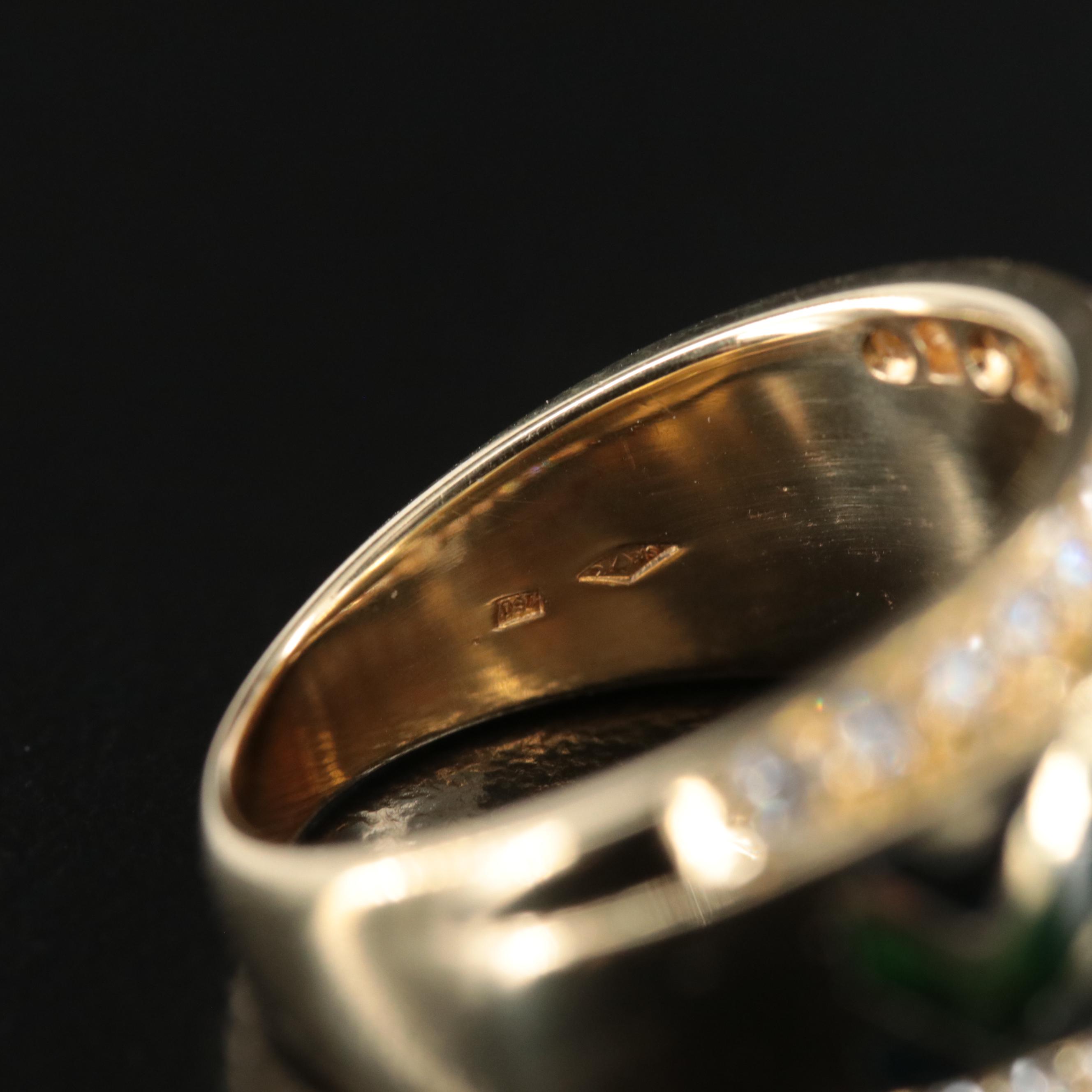 18K Diamond and Enamel Chevron Ring