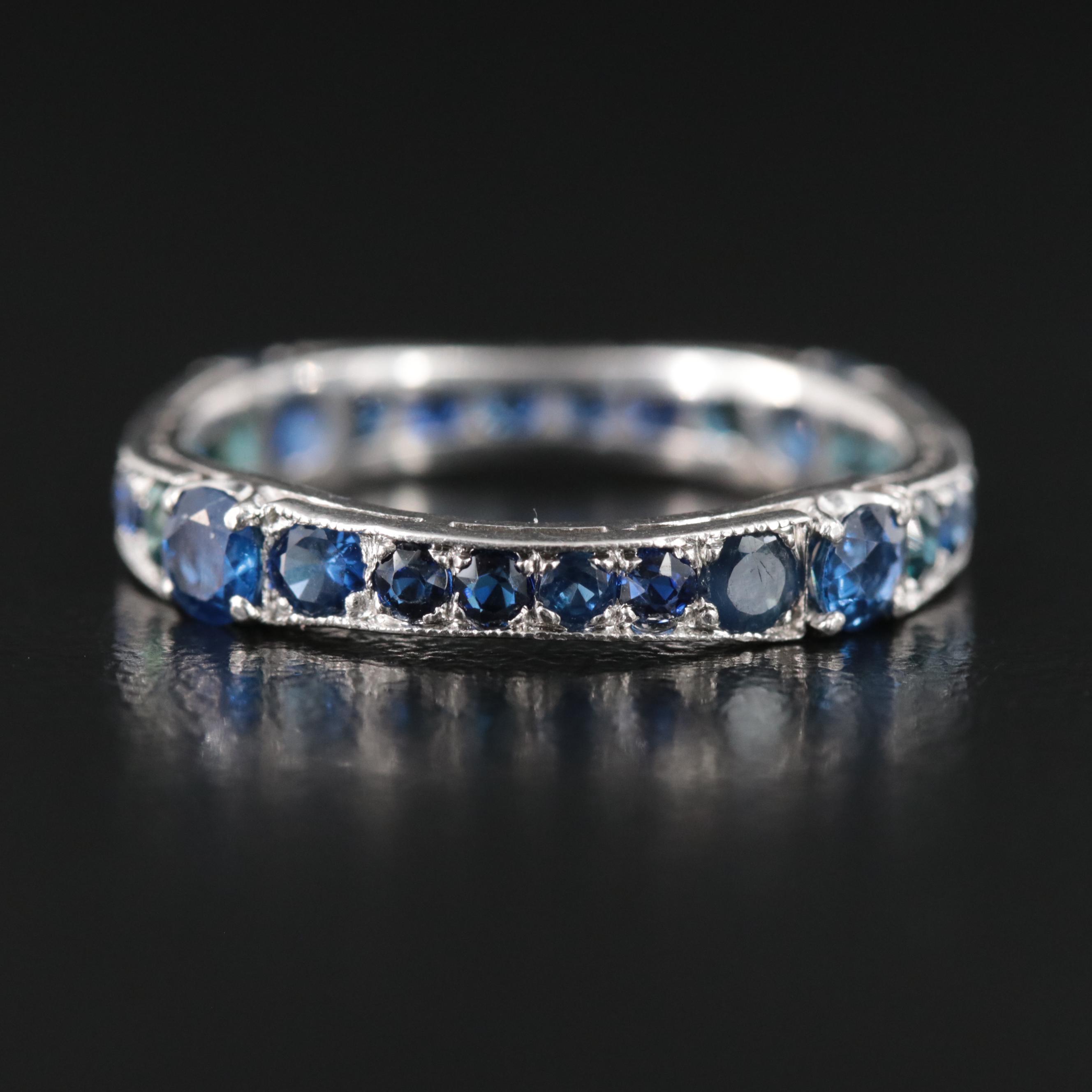 Platinum Sapphire Eternity Band