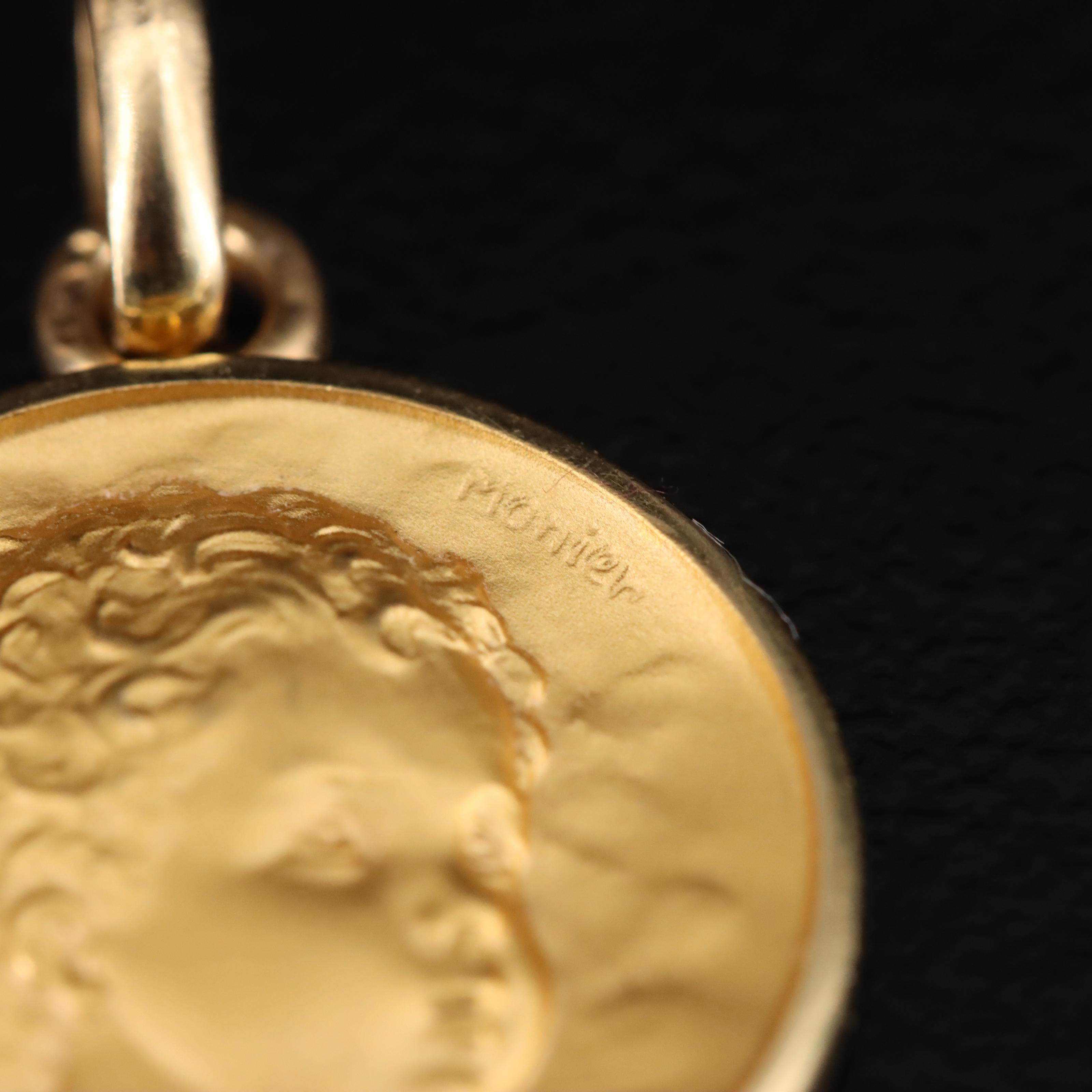 French Emile Adolphe Monier 18K Angel Pendant