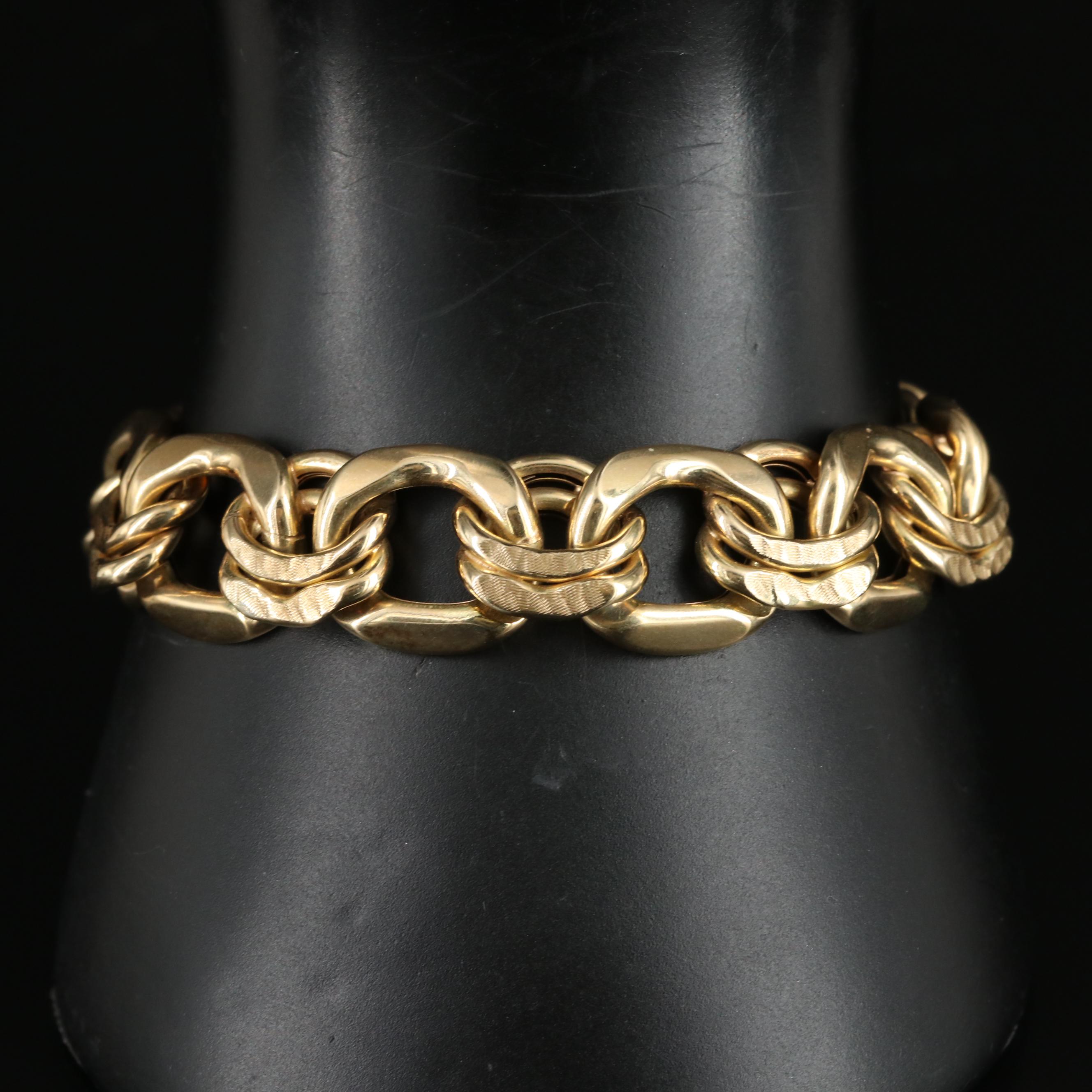 Italian 14K Fancy Curb Chain Bracelet
