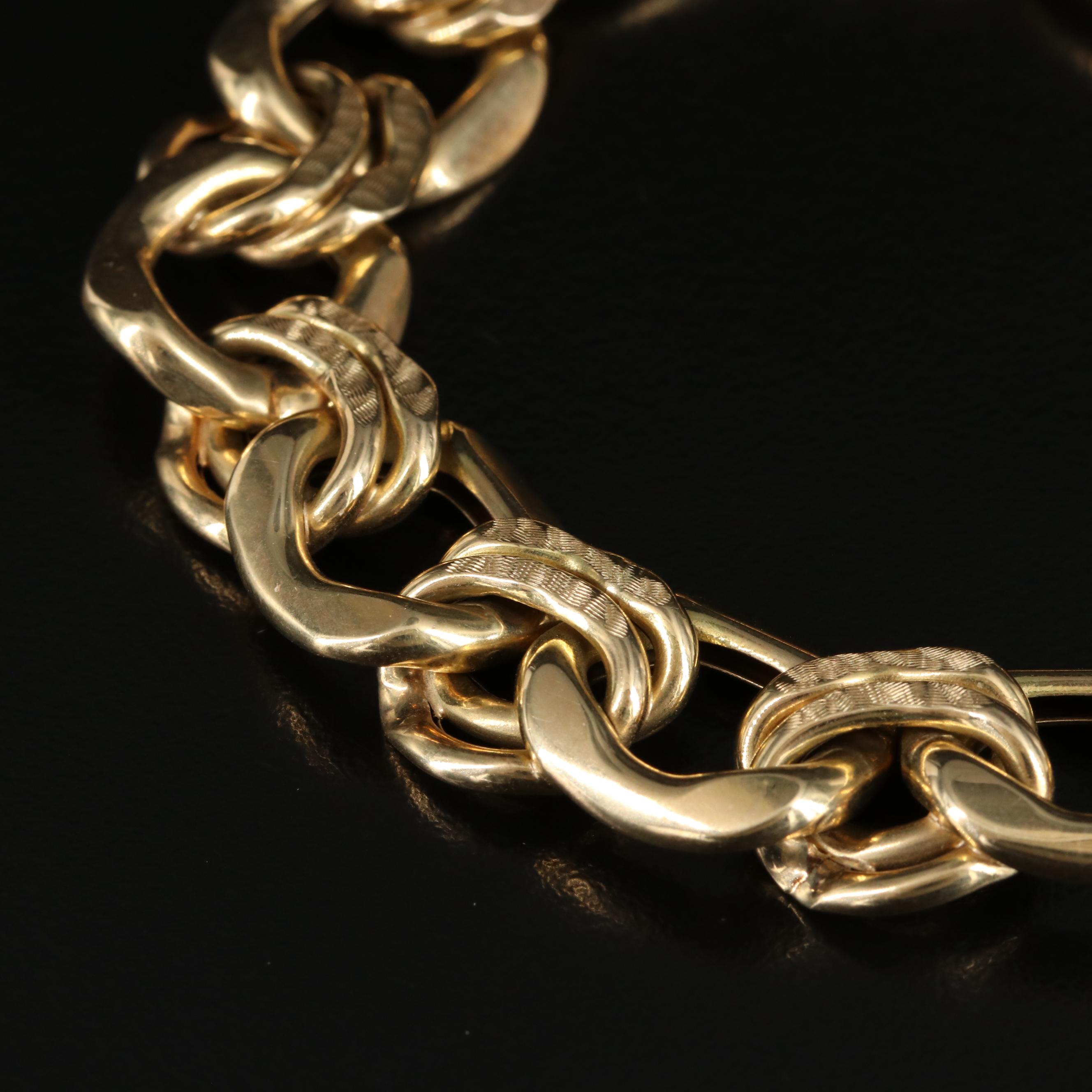 Italian 14K Fancy Curb Chain Bracelet