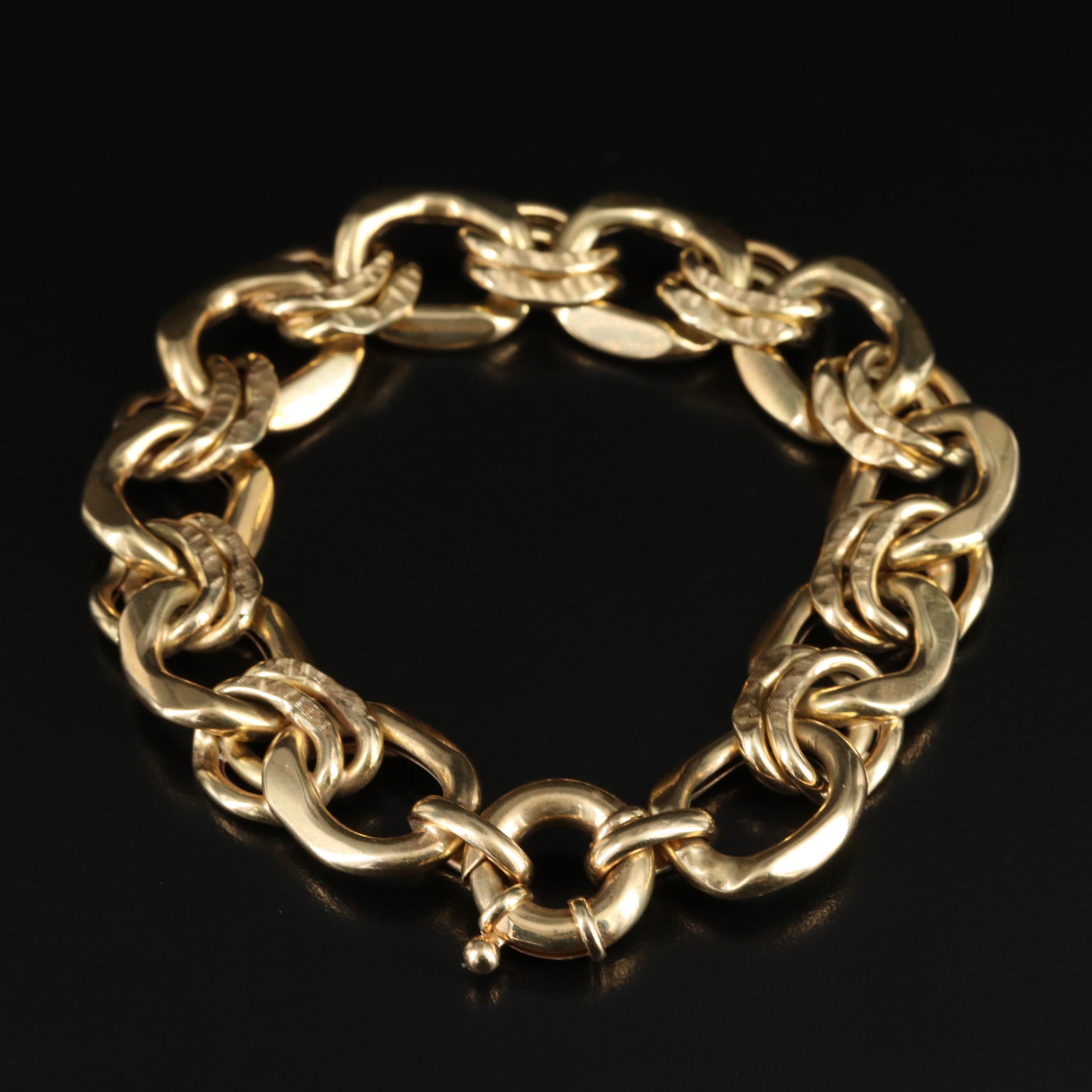 Italian 14K Fancy Curb Chain Bracelet