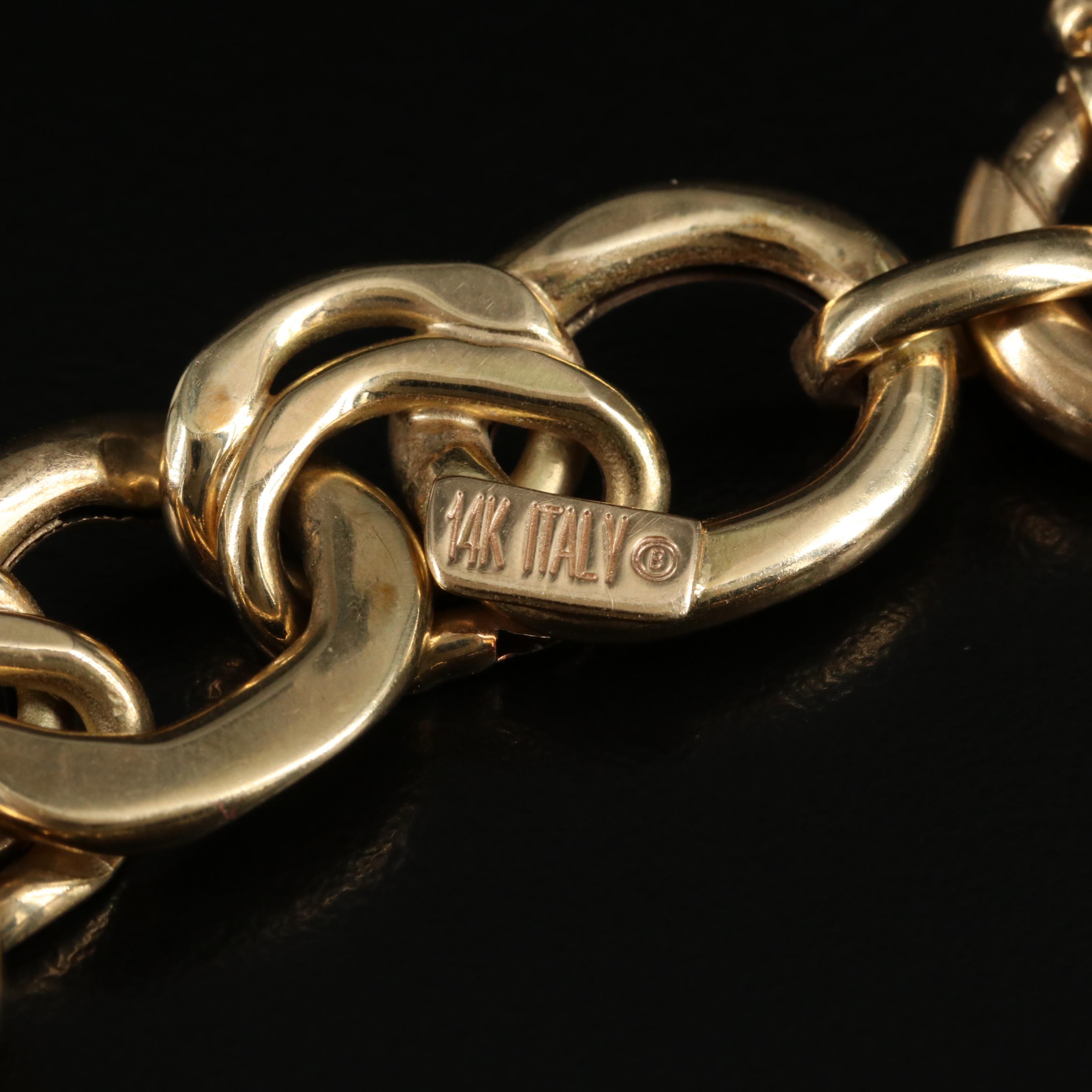 Italian 14K Fancy Curb Chain Bracelet