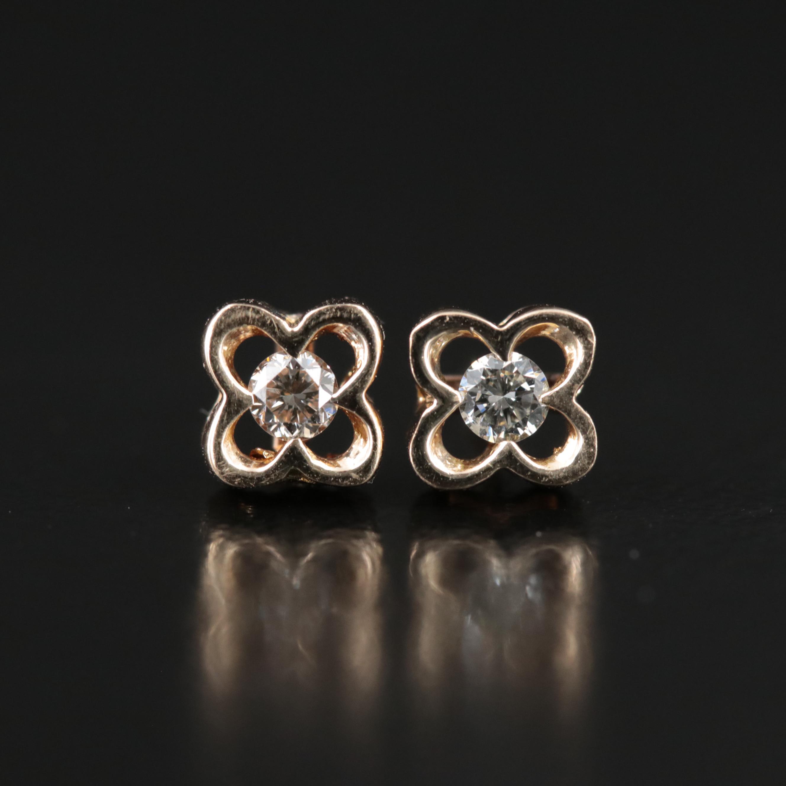 14K 0.15 CTW Diamond Quatrefoil Stud Earrings