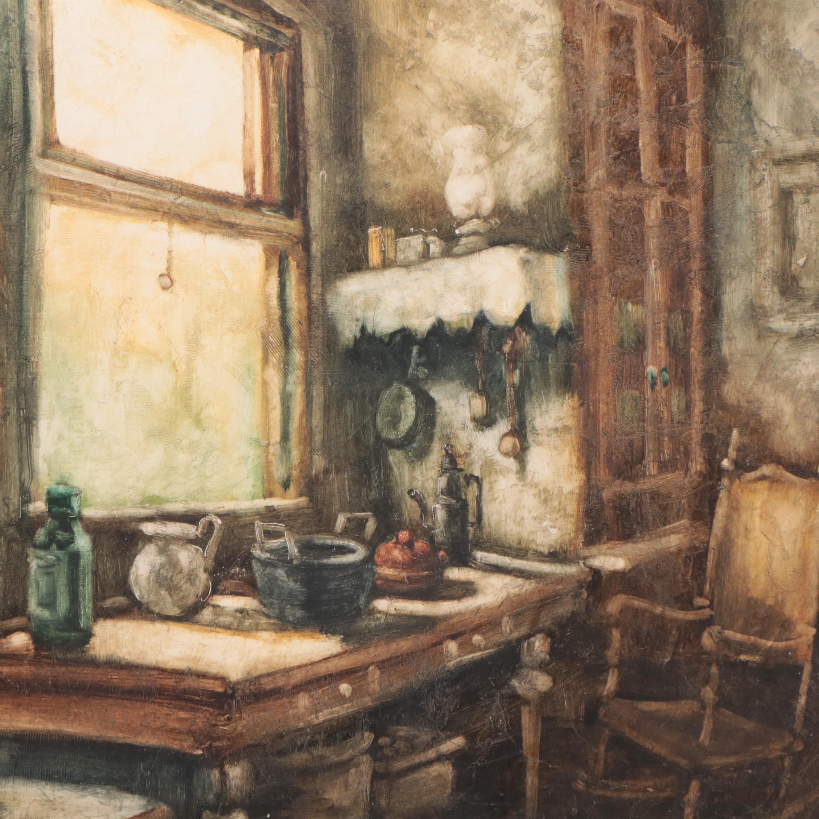Kitchen Interior Scene Oil Painting
