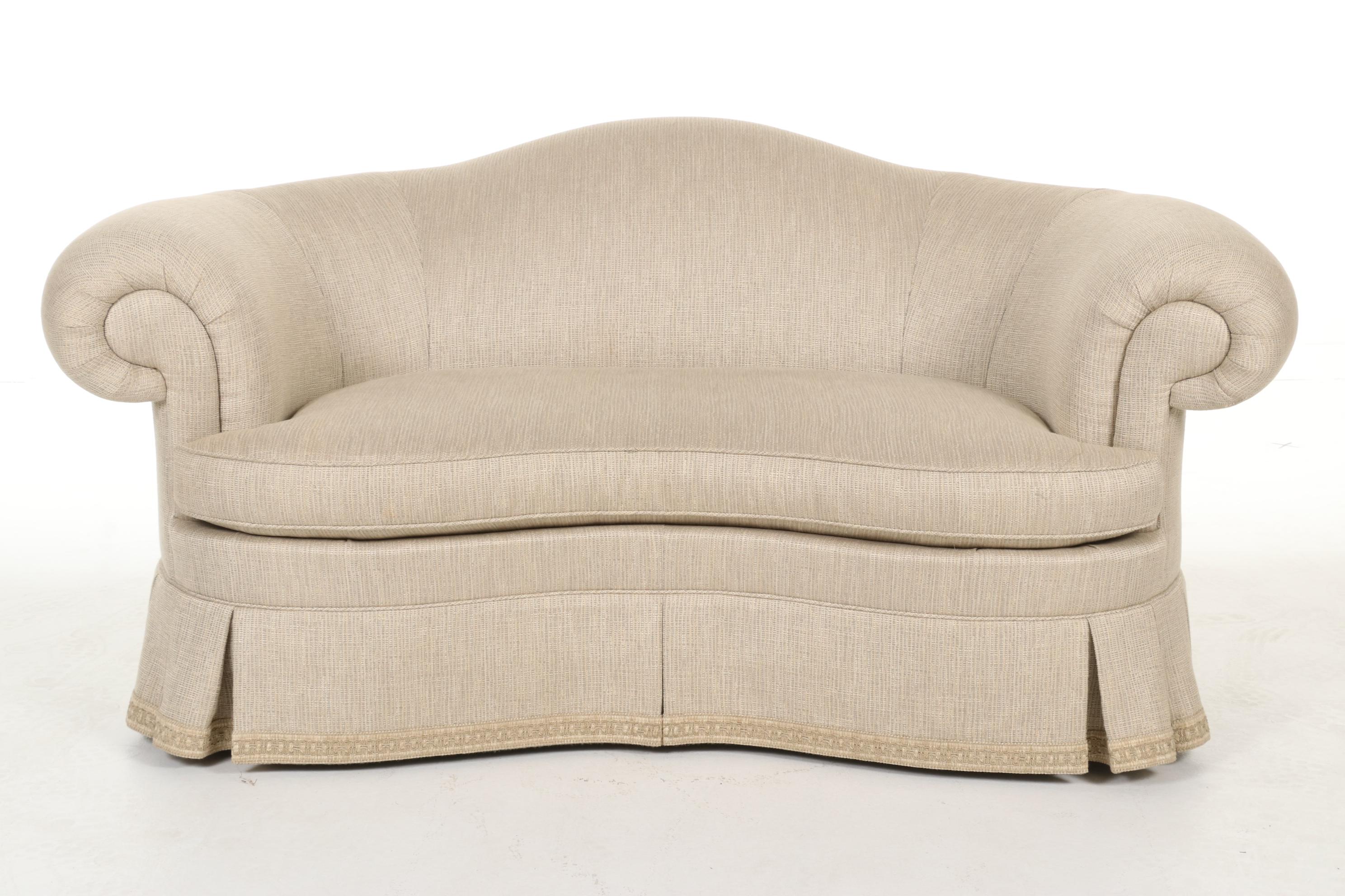 Hickory Chair Custom-Upholstered and Skirted Loveseat Sofa