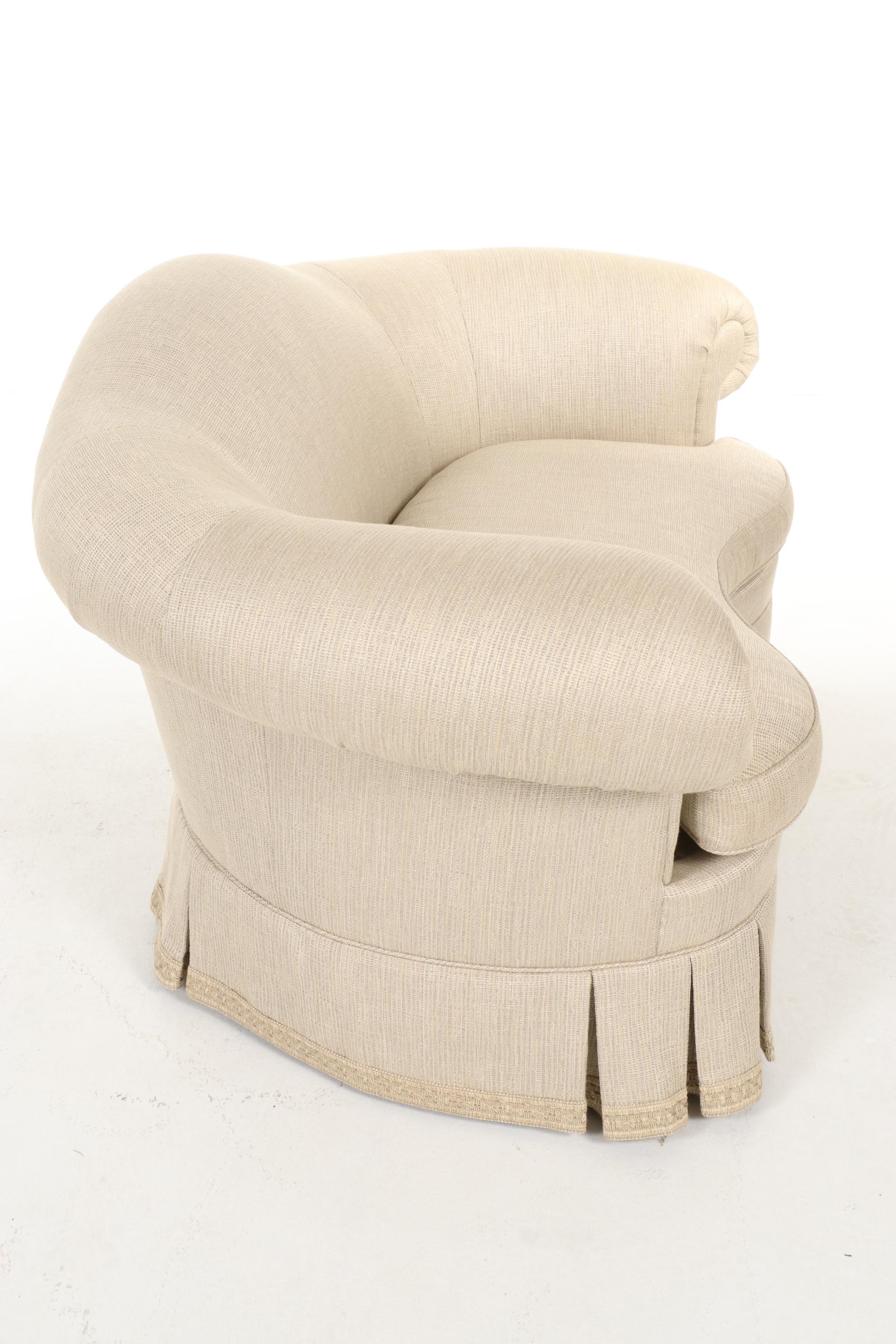 Hickory Chair Custom-Upholstered and Skirted Loveseat Sofa