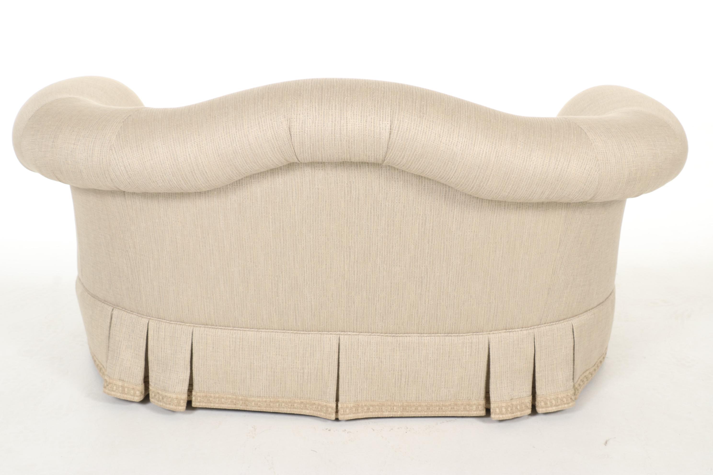 Hickory Chair Custom-Upholstered and Skirted Loveseat Sofa
