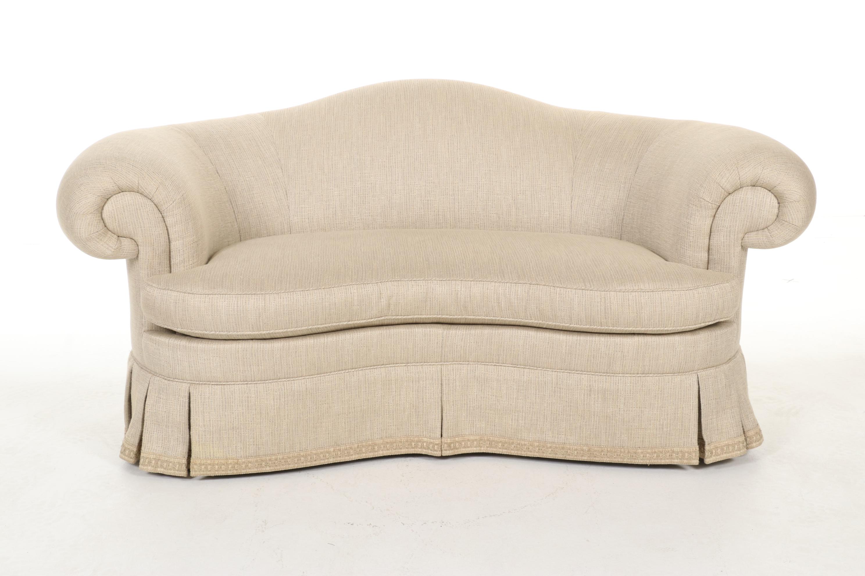 Hickory Chair Custom-Upholstered and Skirted Loveseat Sofa