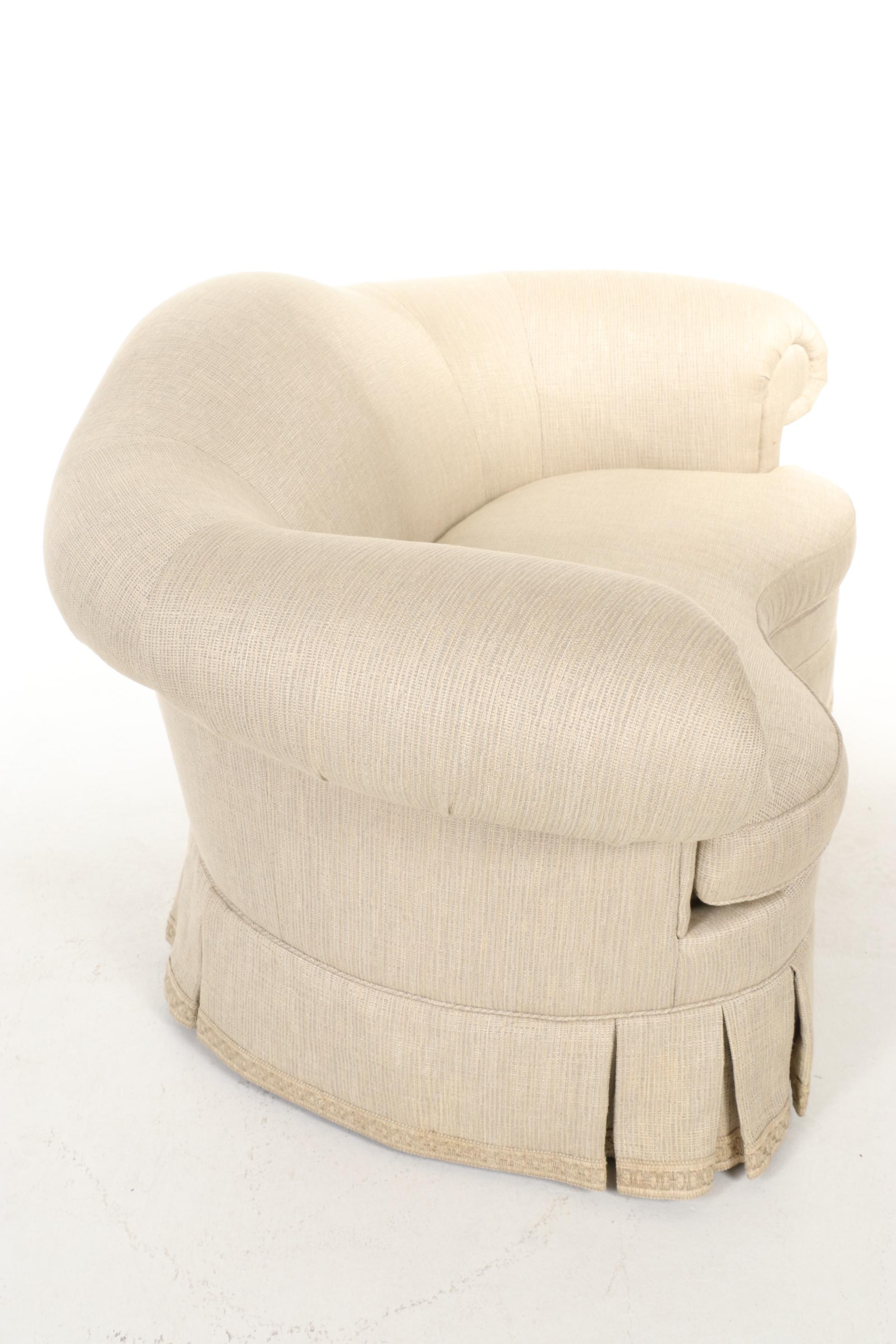 Hickory Chair Custom-Upholstered and Skirted Loveseat Sofa