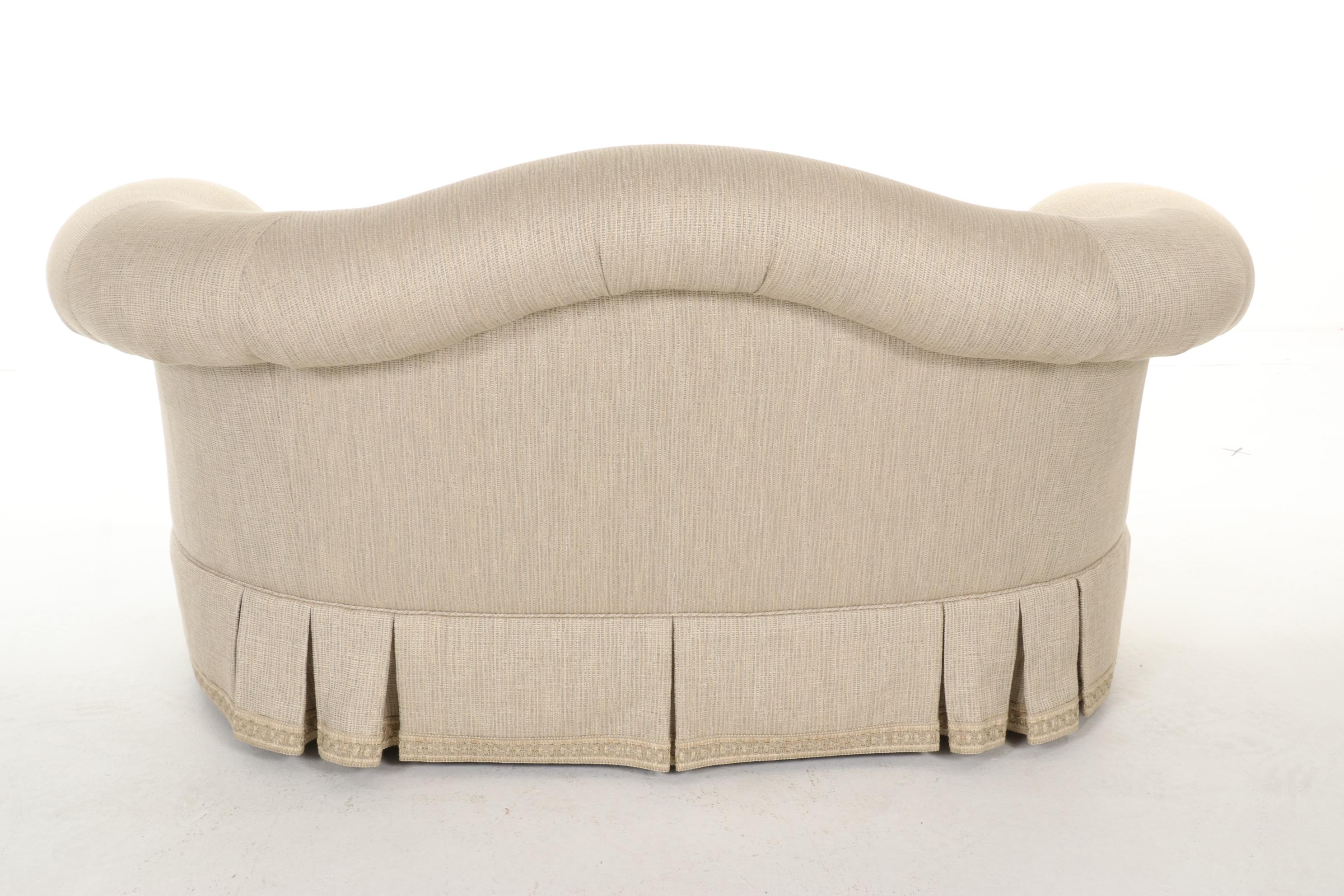 Hickory Chair Custom-Upholstered and Skirted Loveseat Sofa