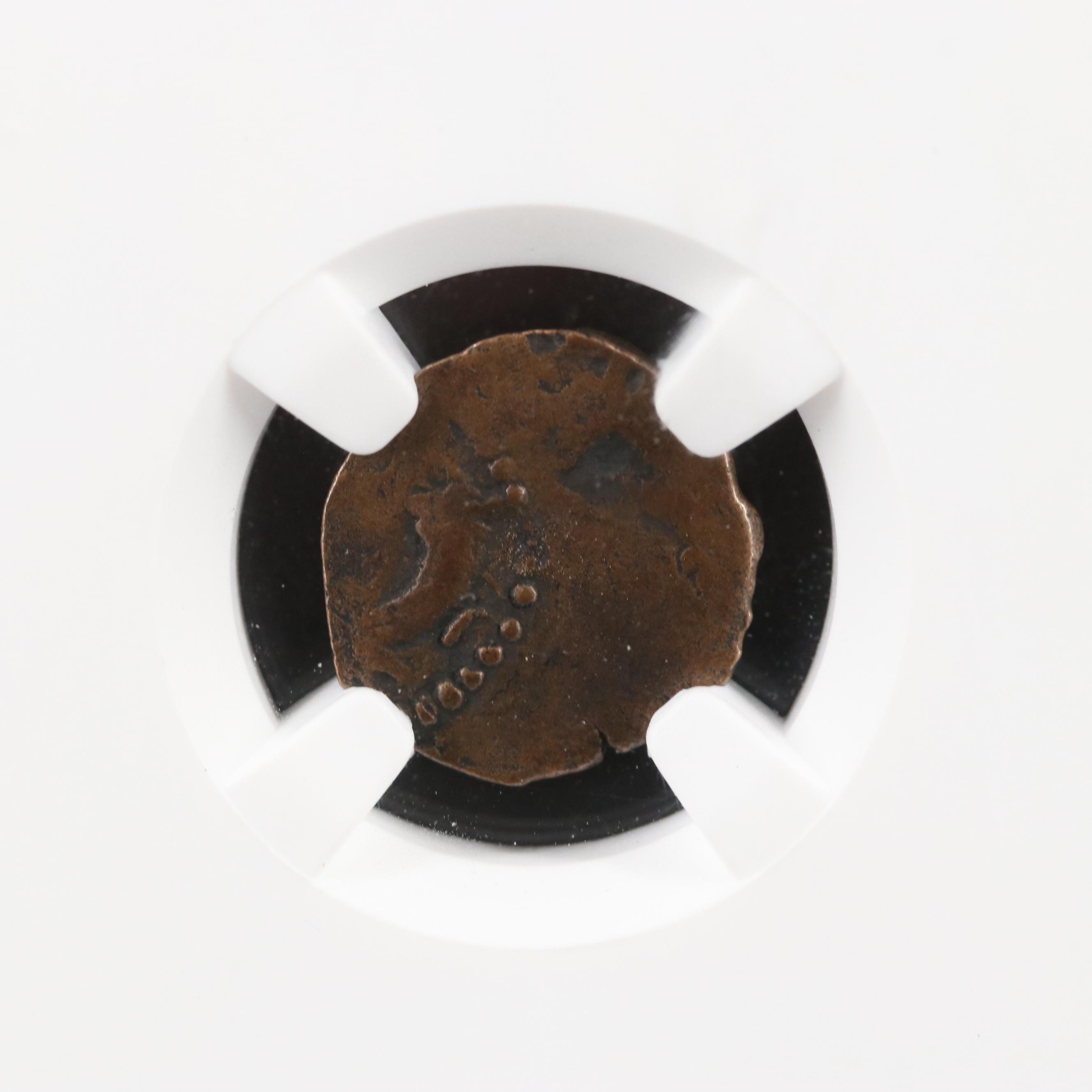 NGC Graded Fine Ancient Judaea Prutah Coin, ca. 135 B.C.