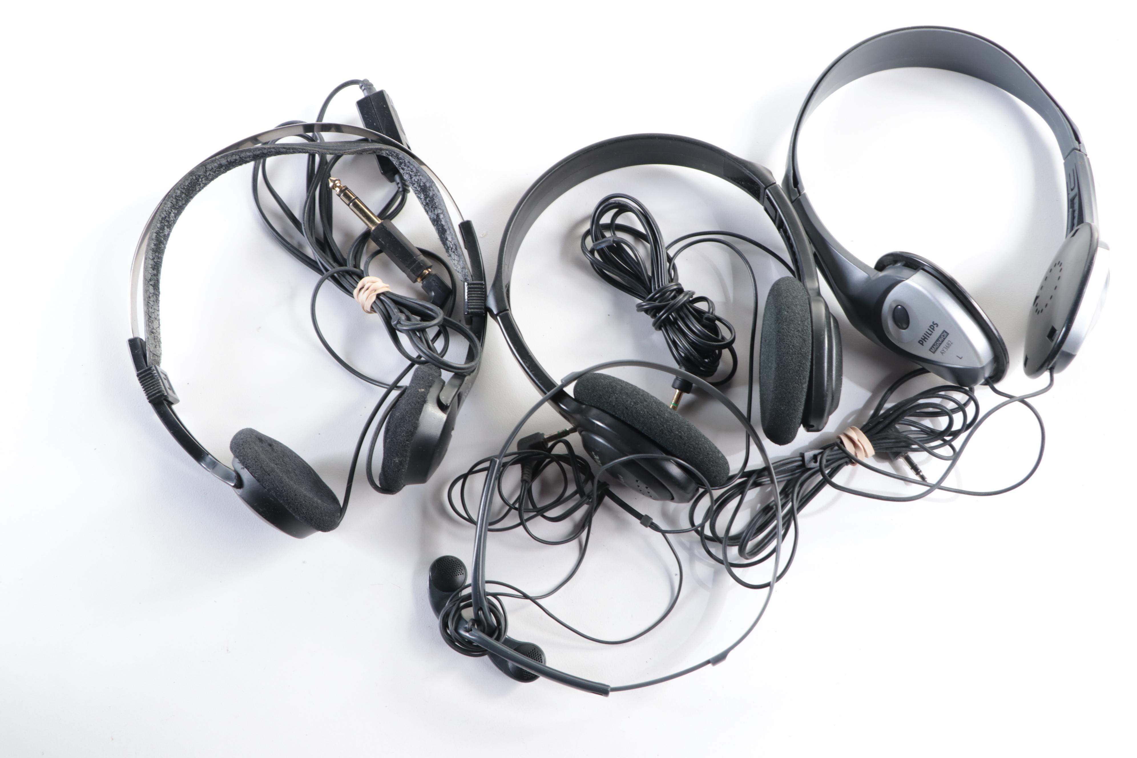 Olympus and Other Dictation Machines and Walkmans with Headphones