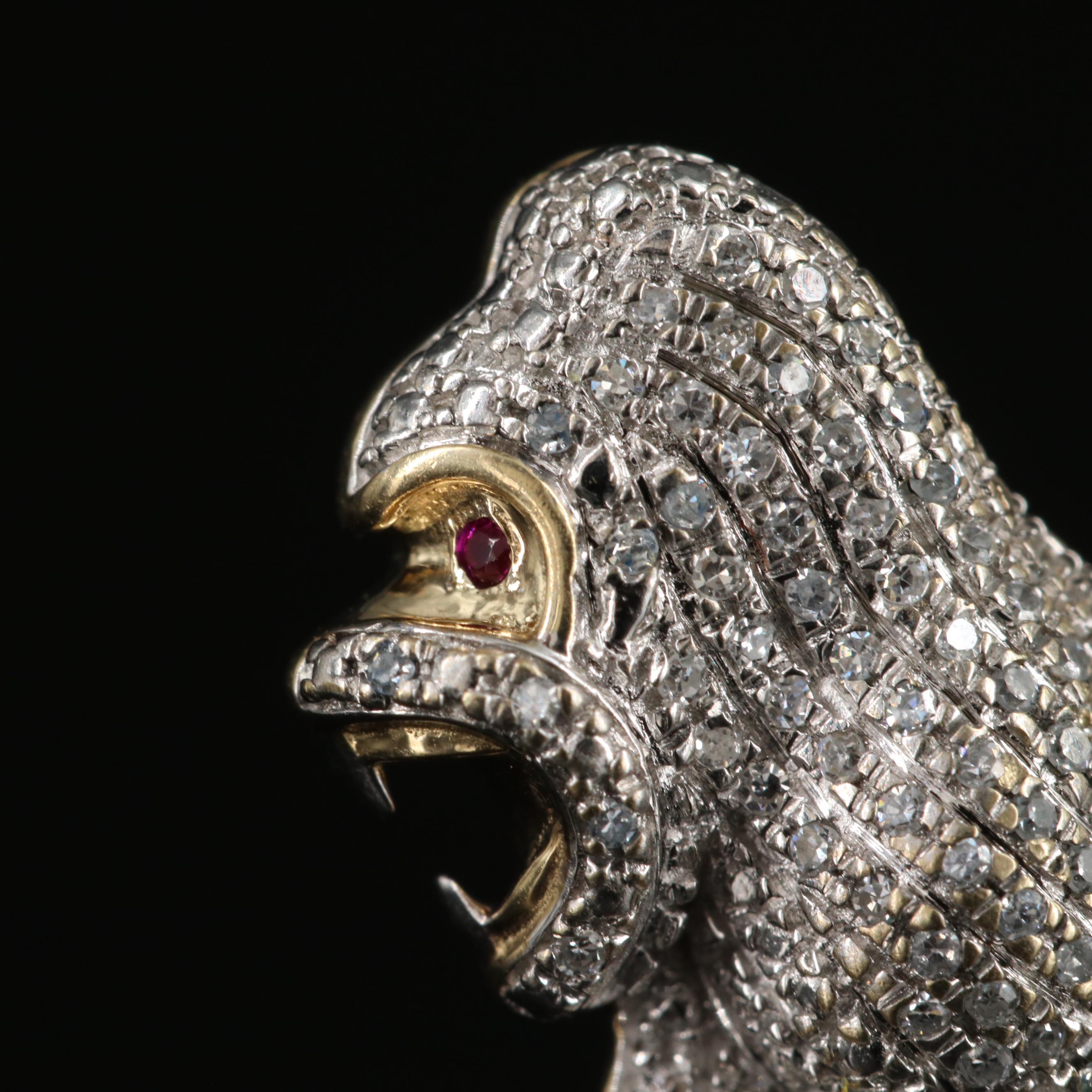 10K Diamond Gorilla Pendant with Ruby Eyes