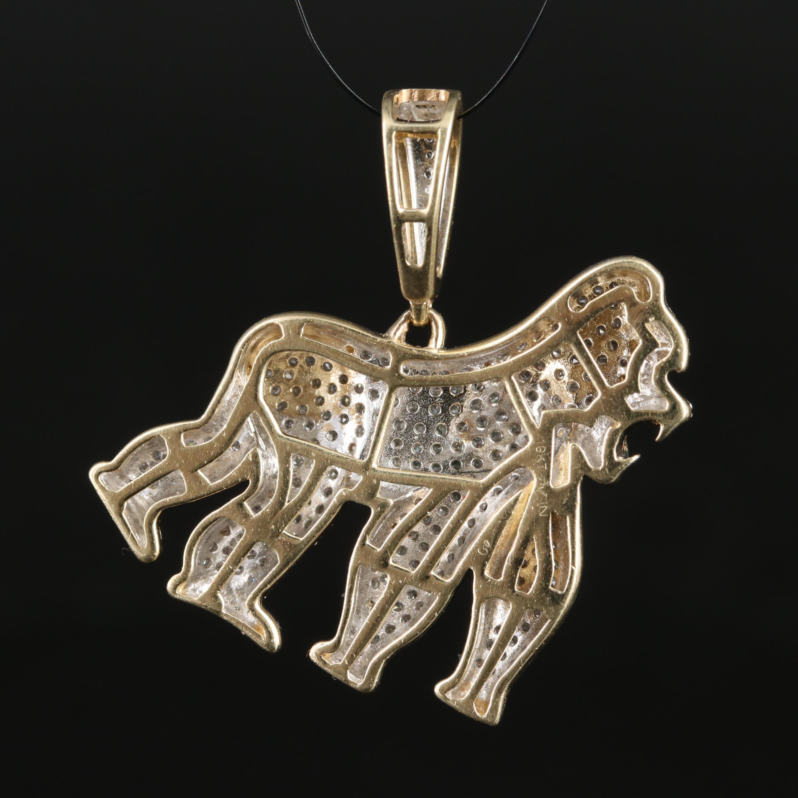 10K Diamond Gorilla Pendant with Ruby Eyes