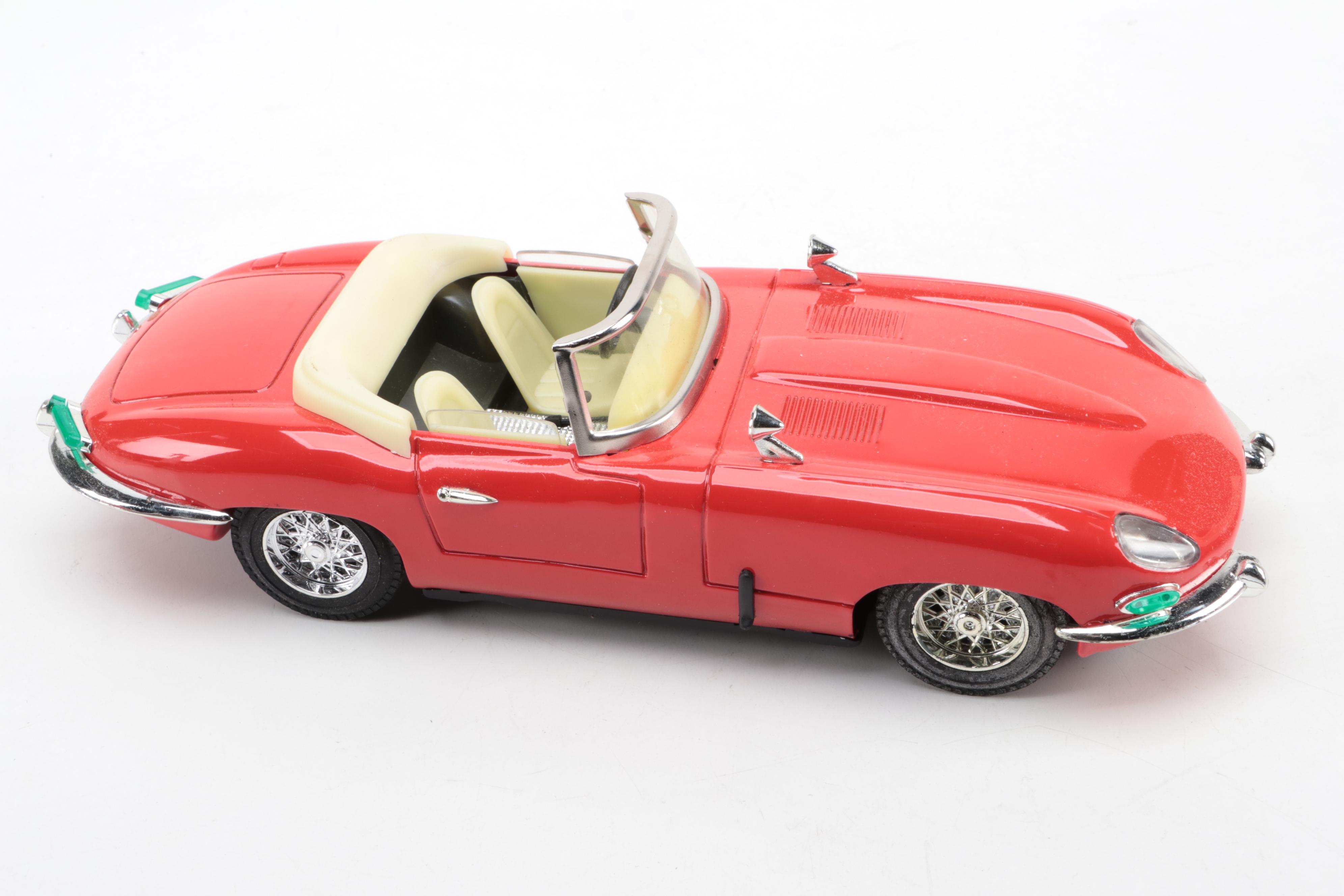 CH-47 Chinook Helicopter with Red Jaguar Convertible and Friction Car, Vintage