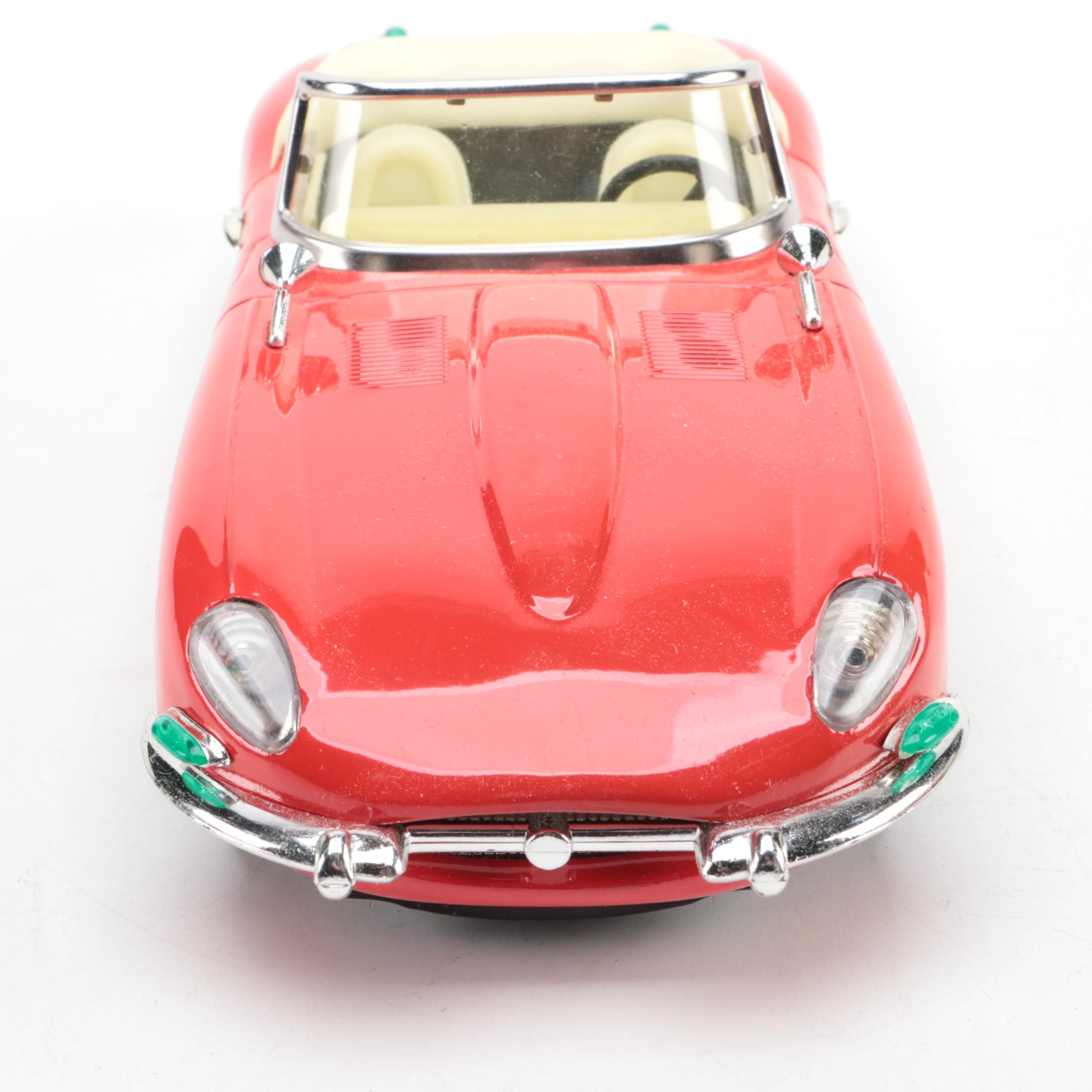 CH-47 Chinook Helicopter with Red Jaguar Convertible and Friction Car, Vintage