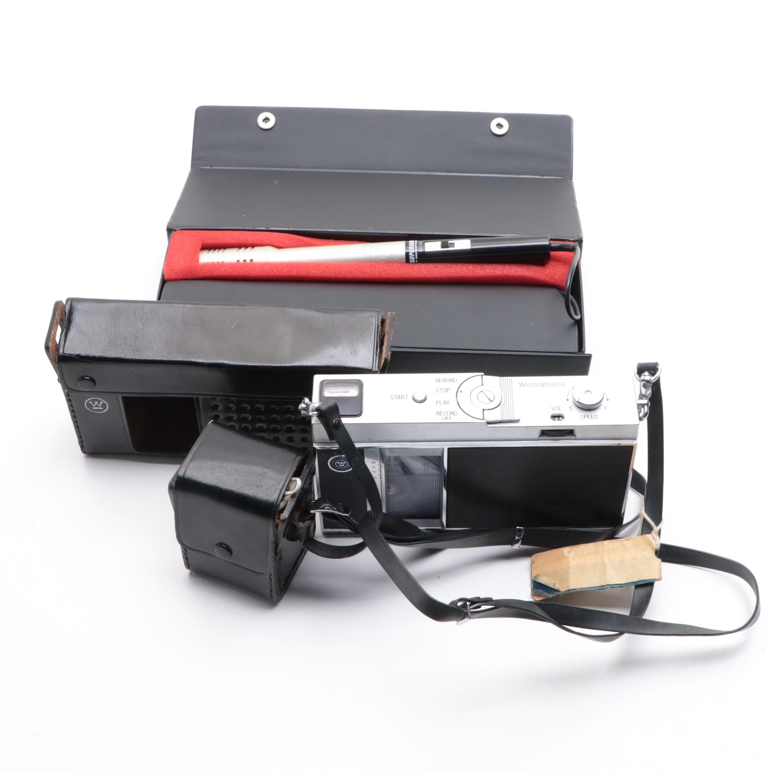 Westinghouse Pocket Tape Player, Accessories and Marantz Superscope Microphone