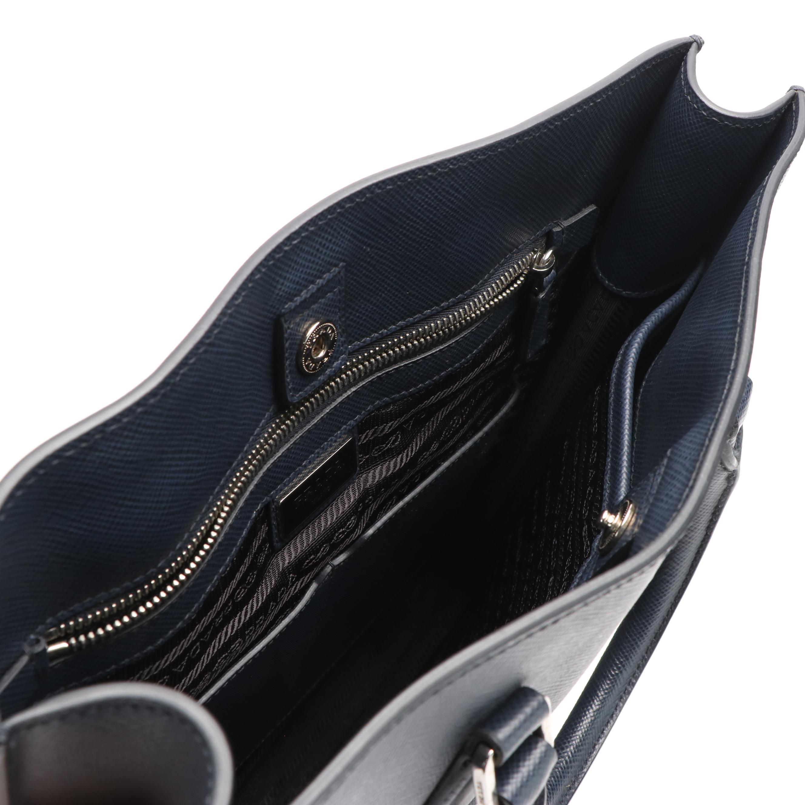 Prada Large Saffiano Travel Tote in Navy Leather