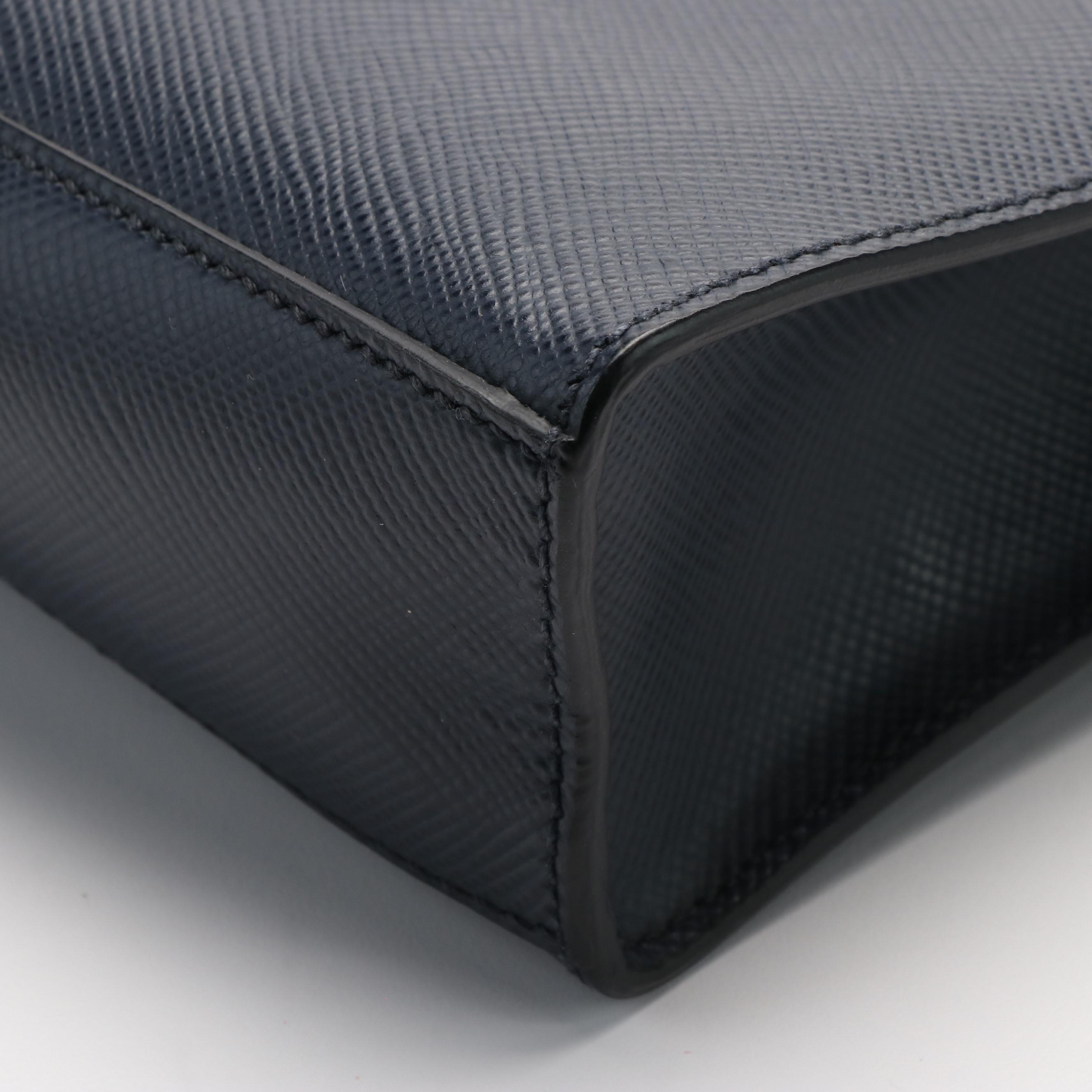 Prada Large Saffiano Travel Tote in Navy Leather