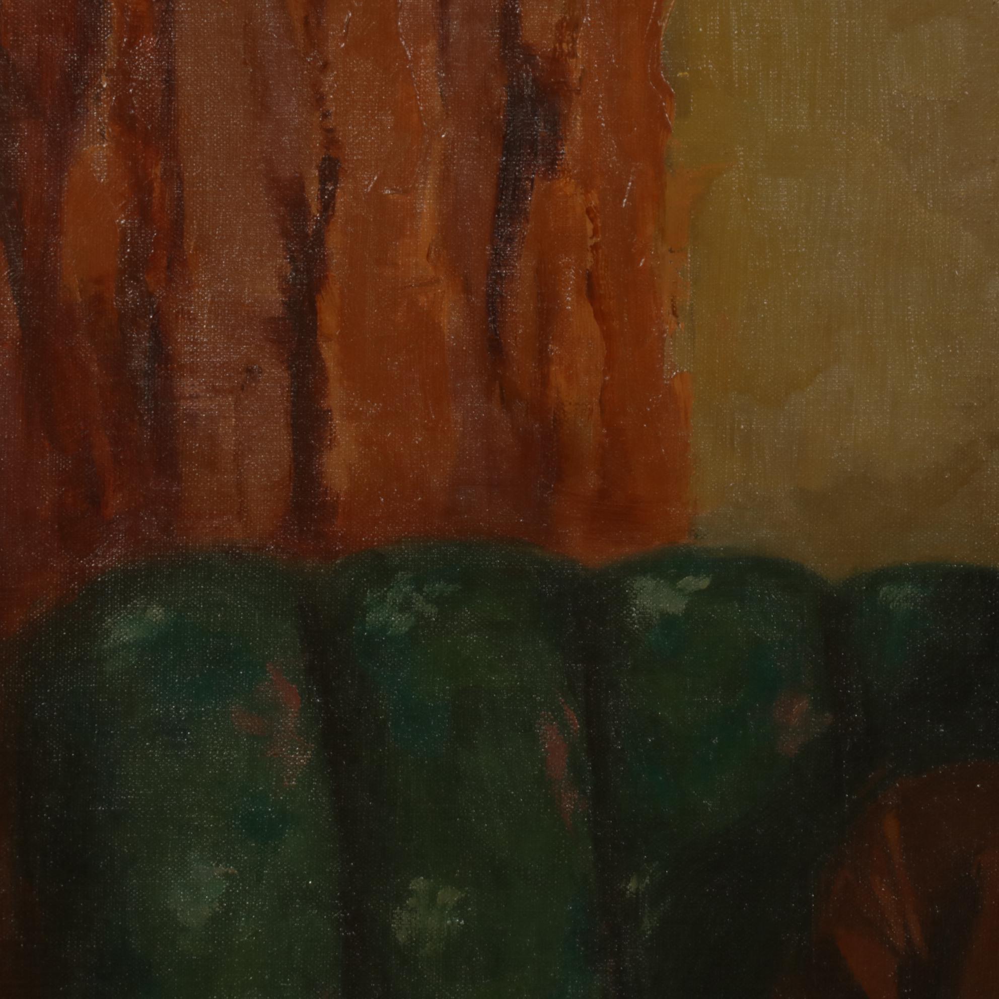 American School Portrait Oil Painting of Sitting Woman, 1951