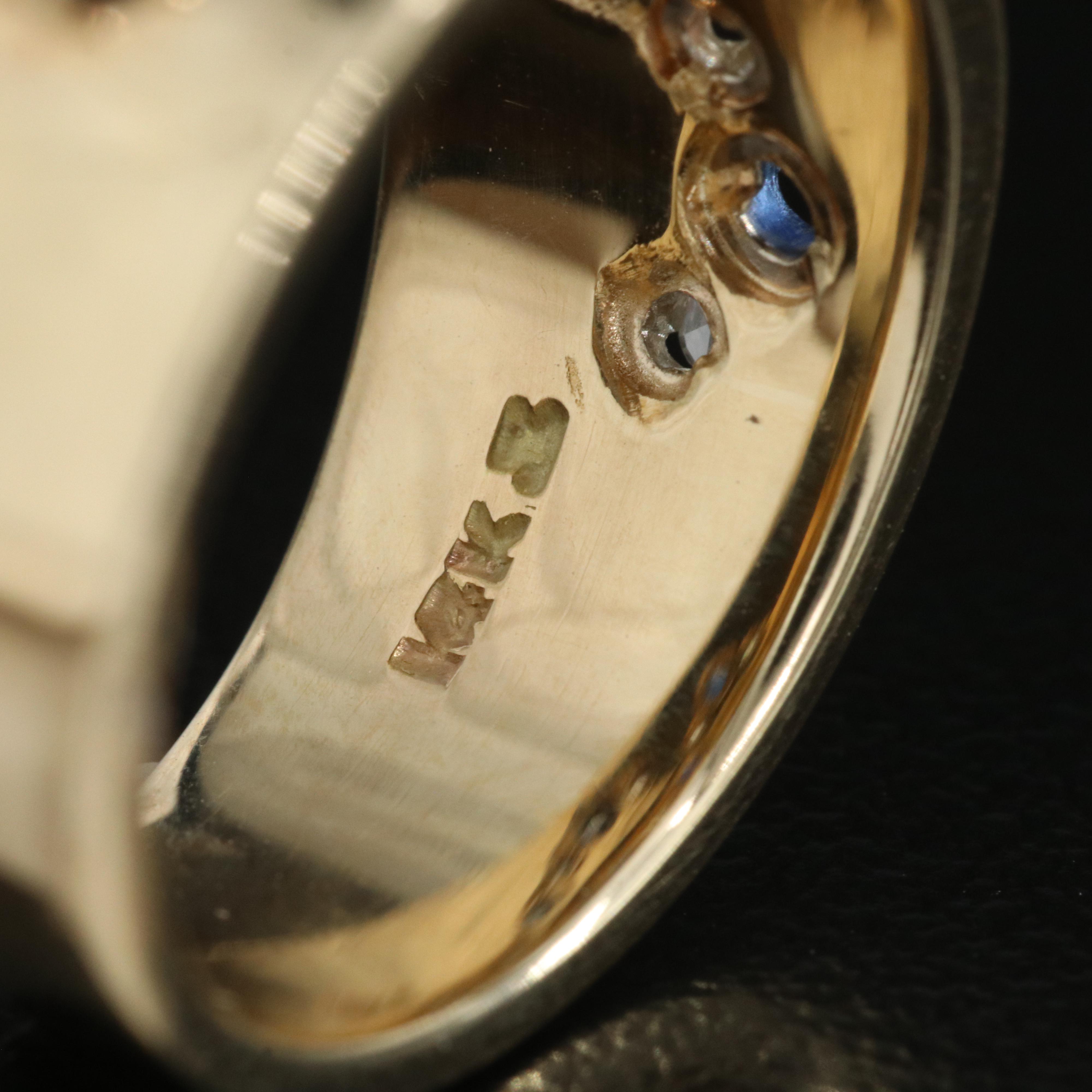 14K Diamond and Sapphire Cigar Band Ring