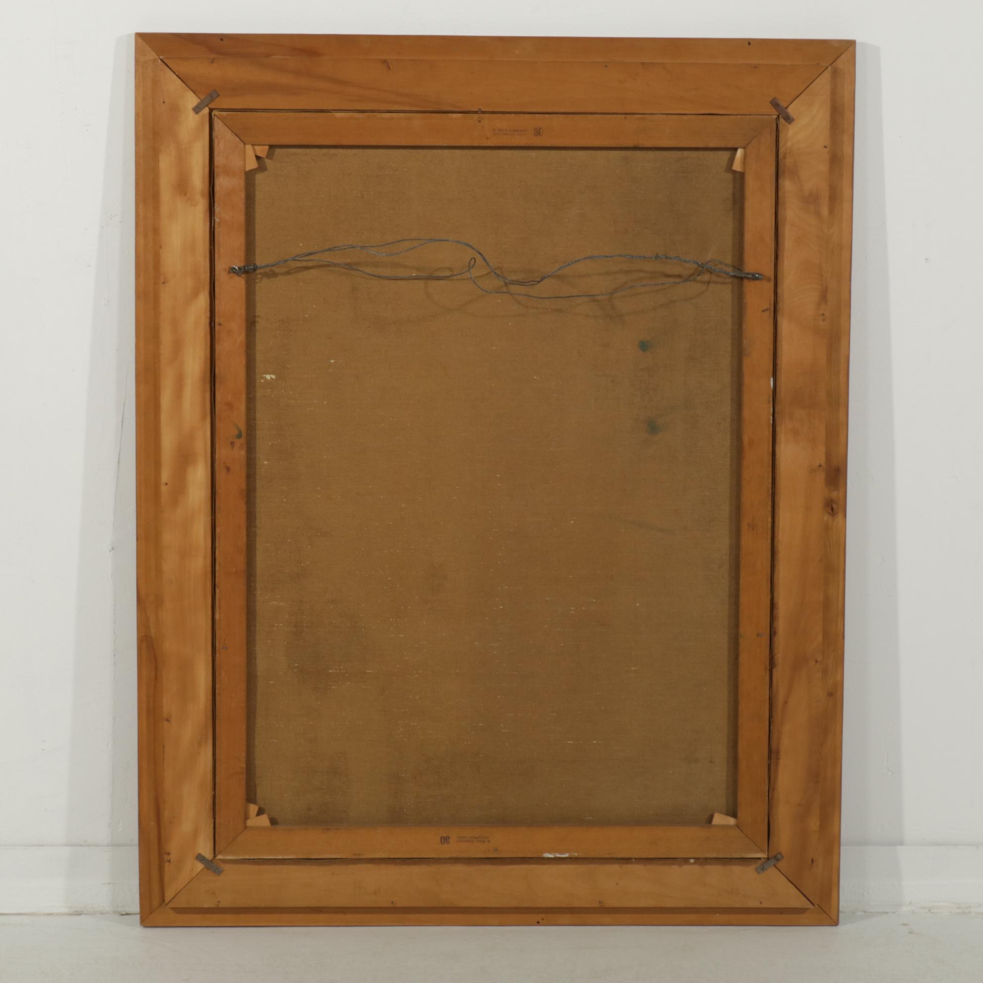 American School Portrait Oil Painting of Sitting Woman, 1951