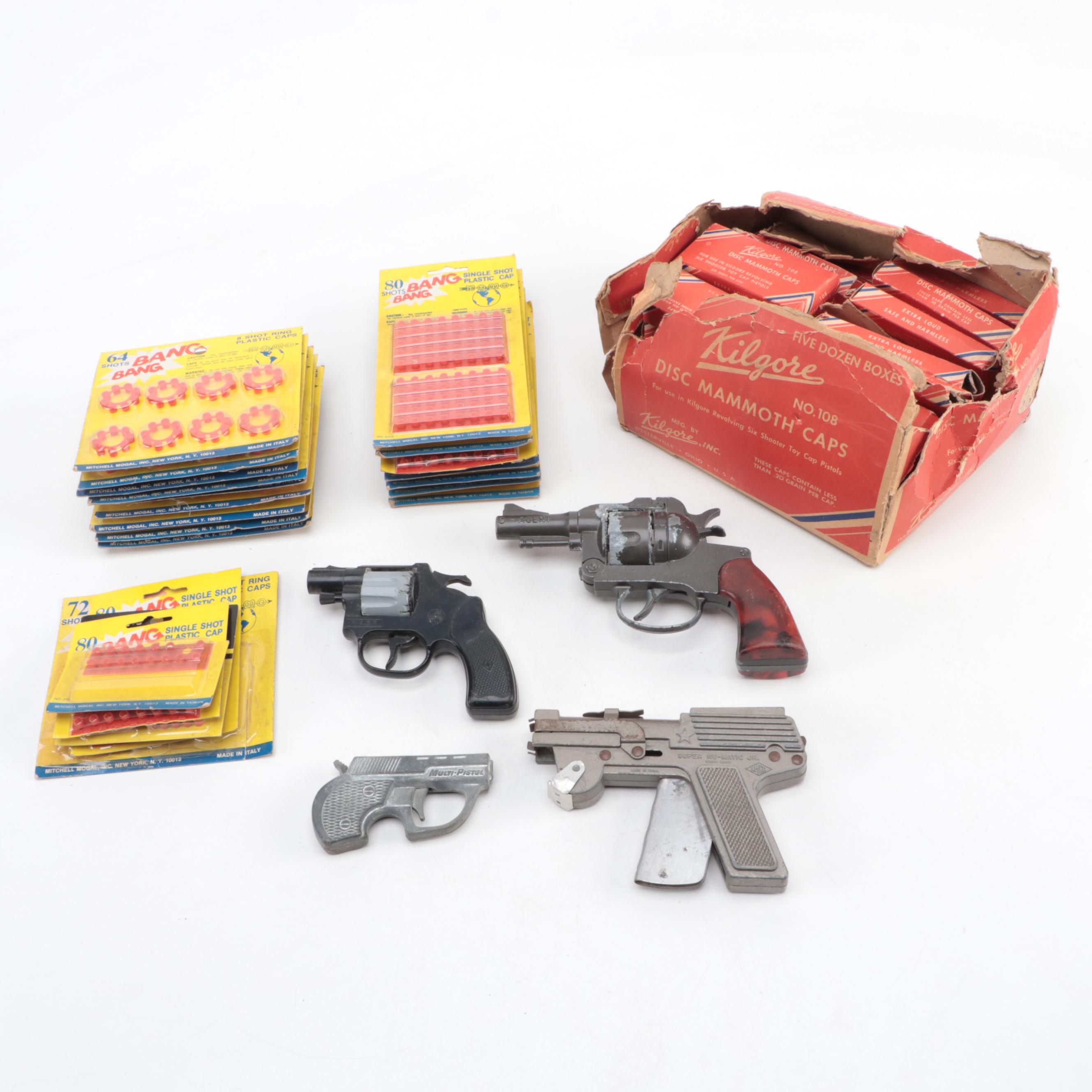 LMCO Super Nu-Matic Jr. Cap Gun, WASP Snub Nose Revolver Cap Gun & Caps