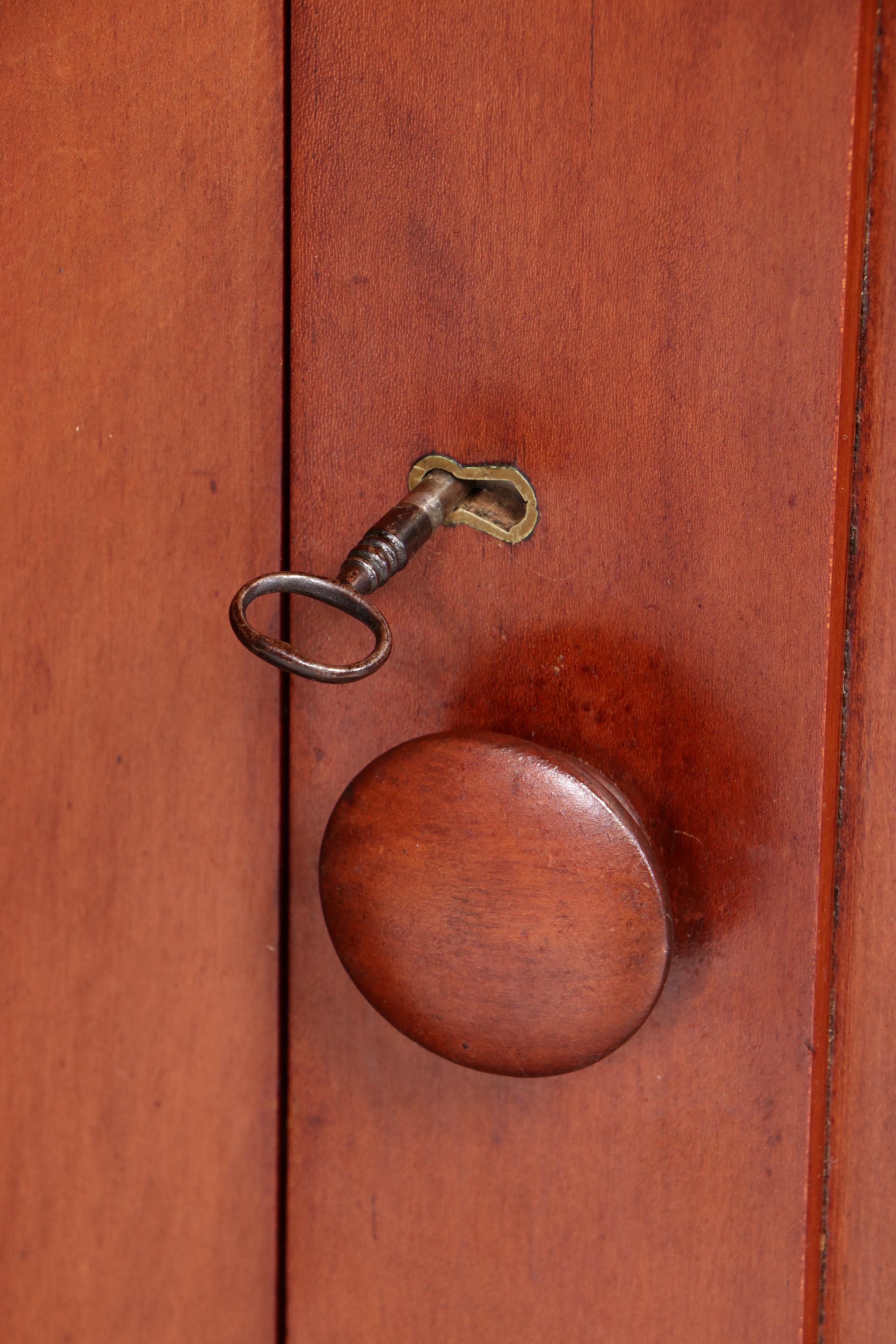 American Primitive Mixed Hardwoods Cherry-Finish Bookcase-on-Table, Mid-19th C