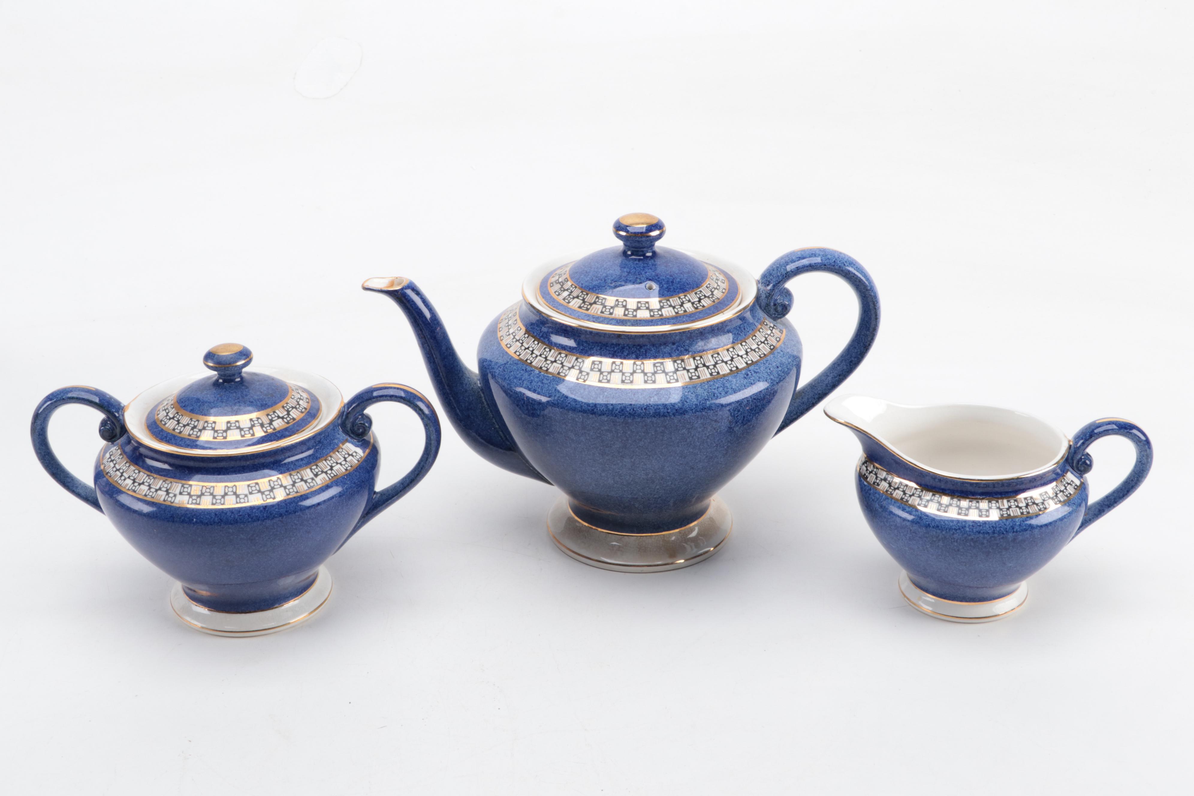 Nikko Double Phoenix Japanese Ironstone Tea Set and Plates, Mid-20th Century