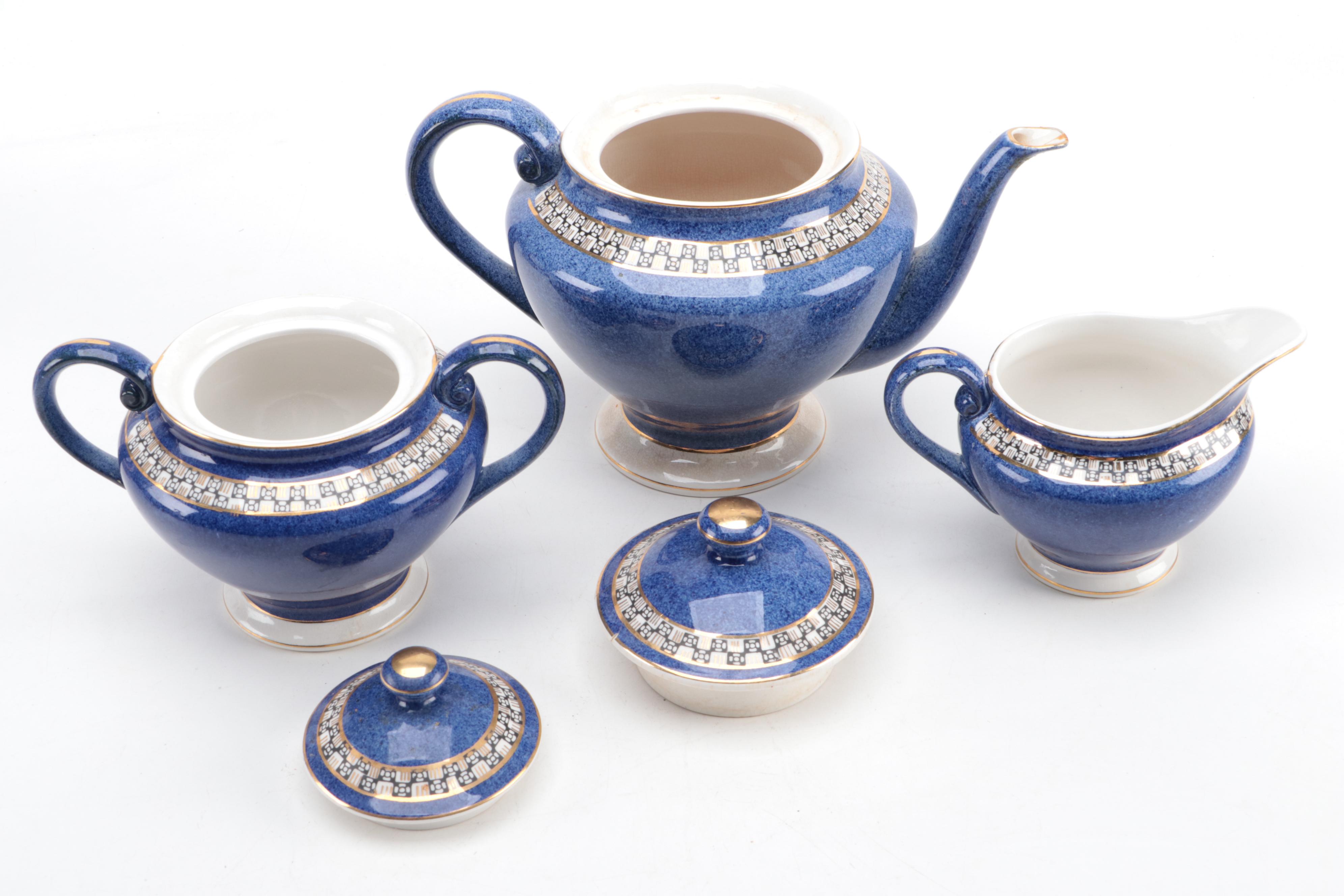 Nikko Double Phoenix Japanese Ironstone Tea Set and Plates, Mid-20th Century