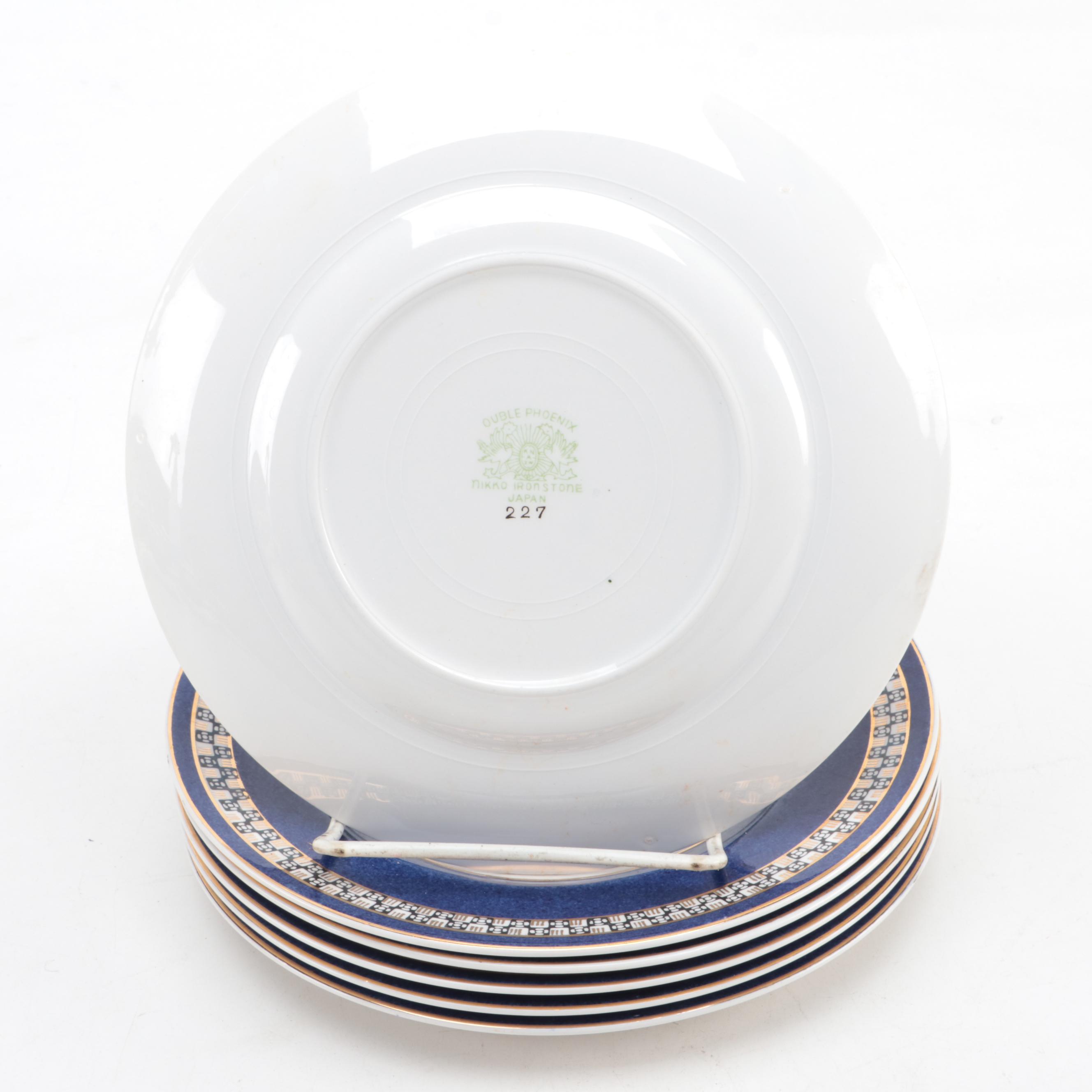 Nikko Double Phoenix Japanese Ironstone Tea Set and Plates, Mid-20th Century