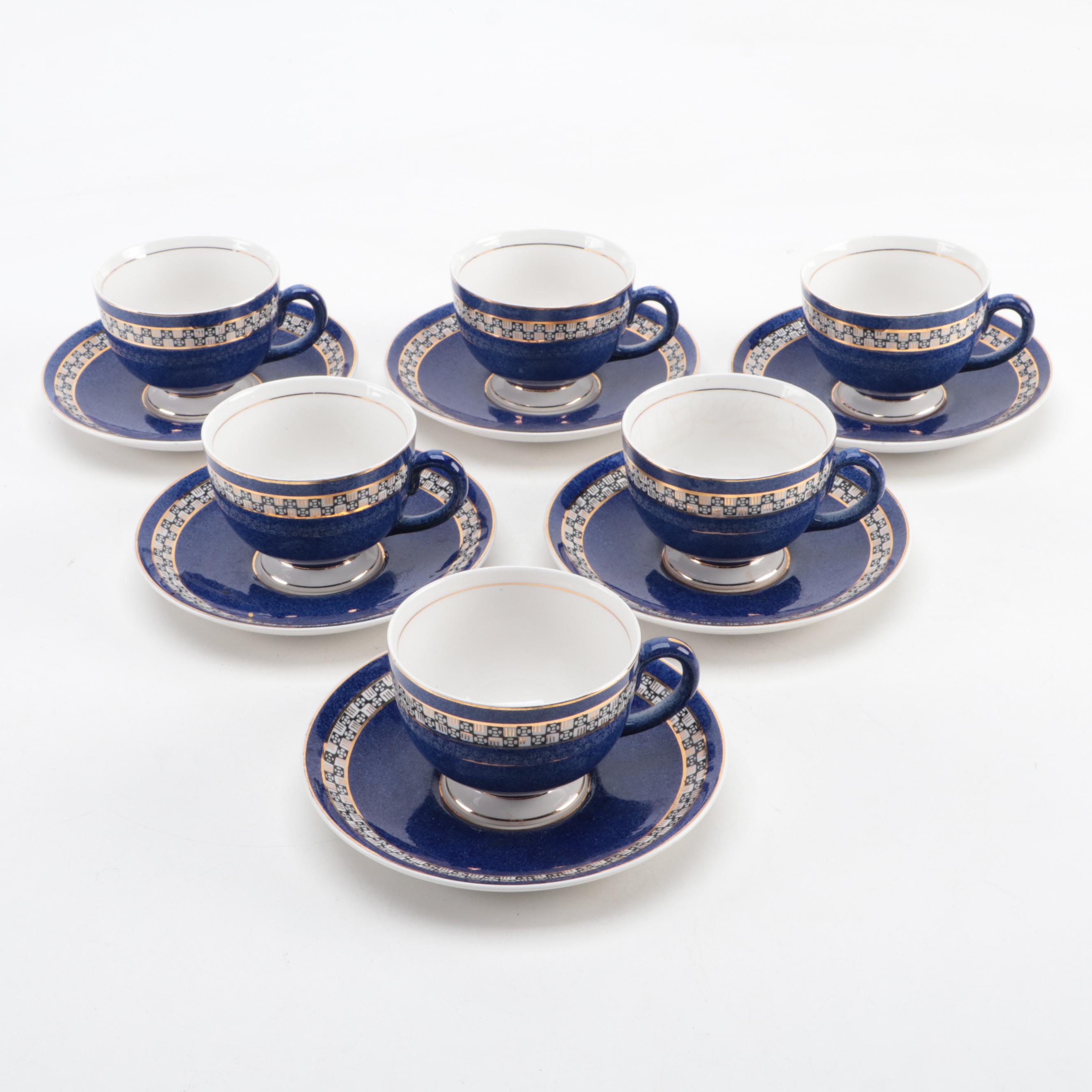 Nikko Double Phoenix Japanese Ironstone Tea Set and Plates, Mid-20th Century