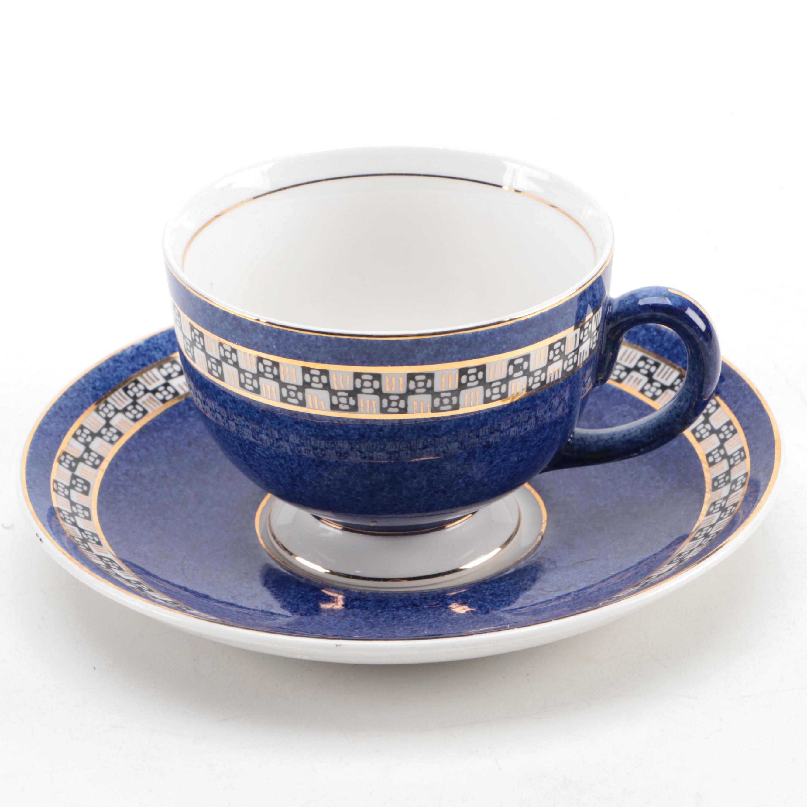 Nikko Double Phoenix Japanese Ironstone Tea Set and Plates, Mid-20th Century