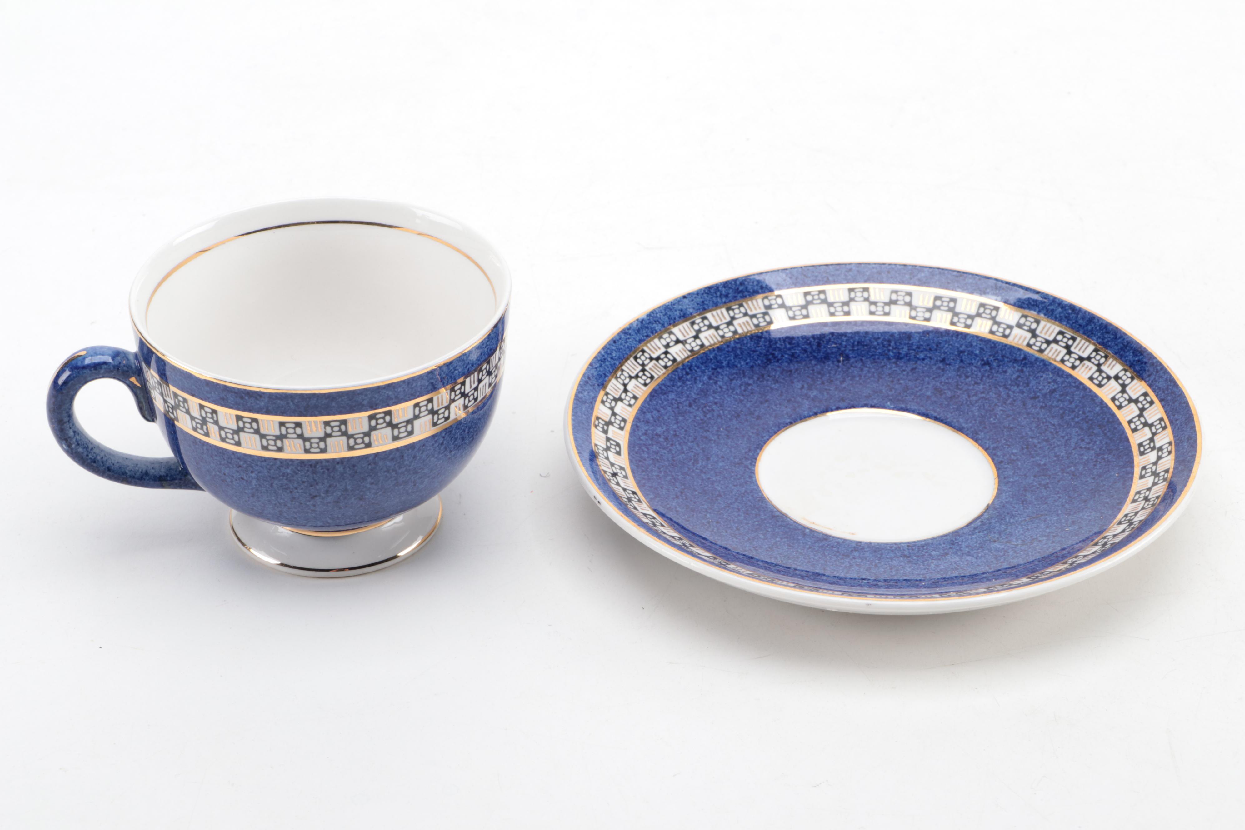 Nikko Double Phoenix Japanese Ironstone Tea Set and Plates, Mid-20th Century