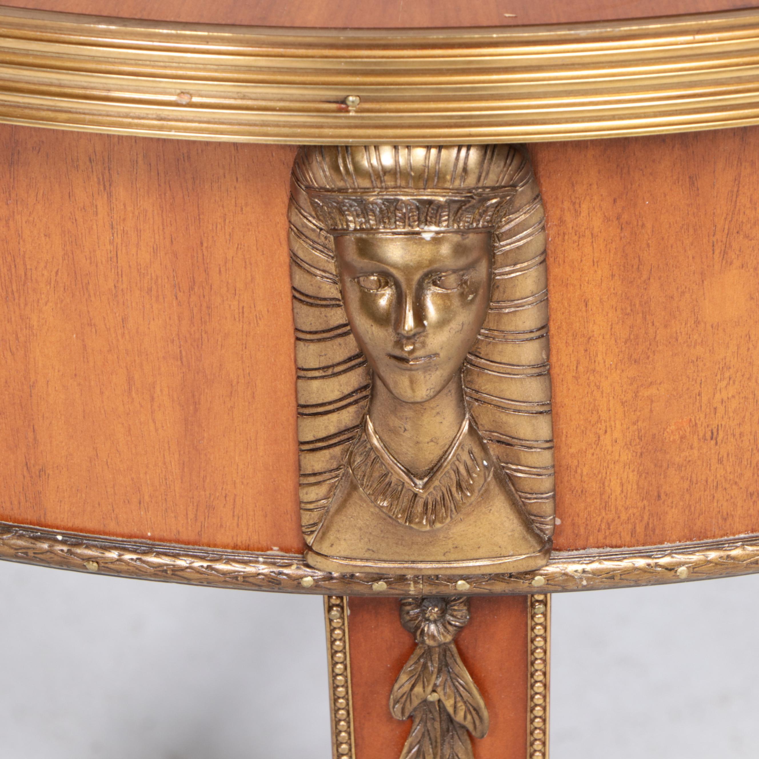 Maitland-Smith Empire Style Gilt Brass-Mounted and Marquetry Guéridon