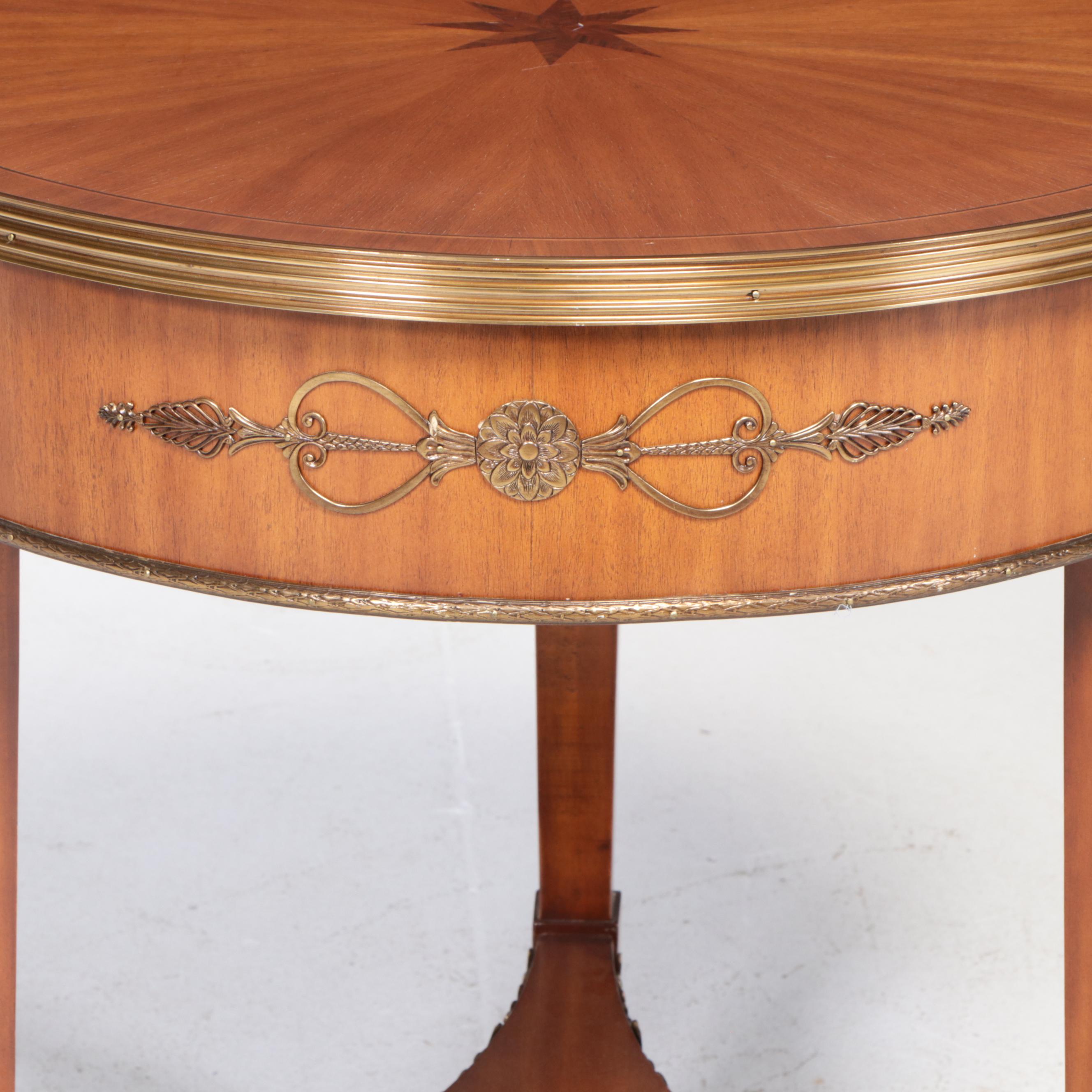 Maitland-Smith Empire Style Gilt Brass-Mounted and Marquetry Guéridon