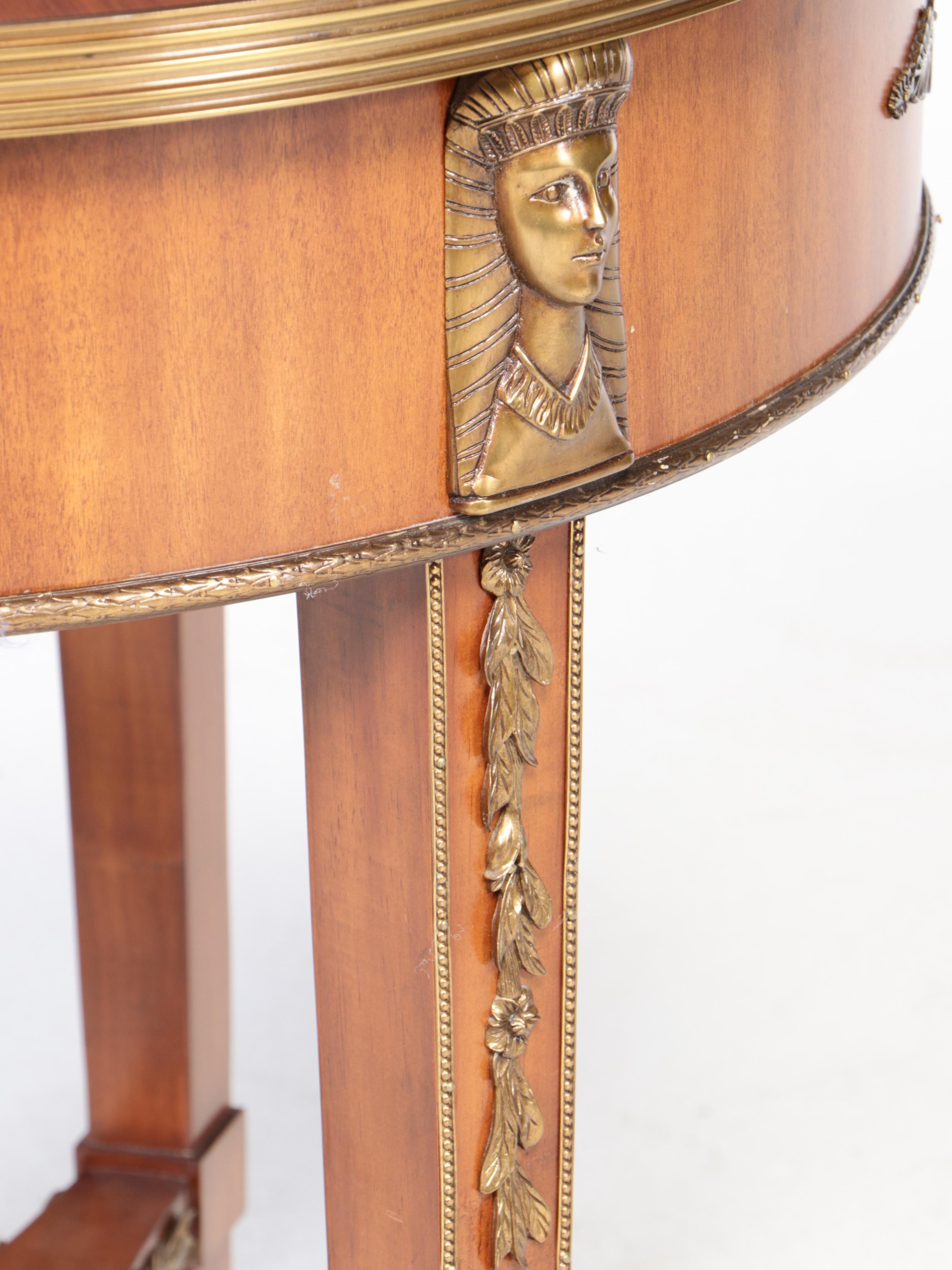 Maitland-Smith Empire Style Gilt Brass-Mounted and Marquetry Guéridon