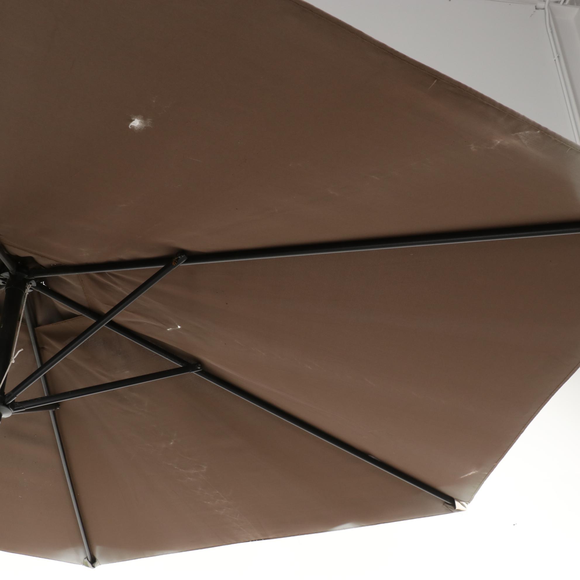 Hampton Bay Metal and Mesh Patio Lounge Chairs with Umbrella and Stand