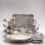 Towle  Champagne Bucket with Other Silver Plate Serving Pieces