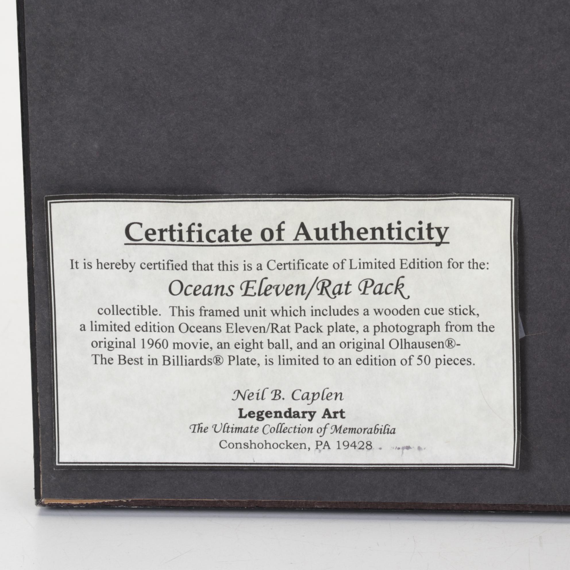 The Rat Pack "Oceans Eleven" Pool Cue Shadow Box