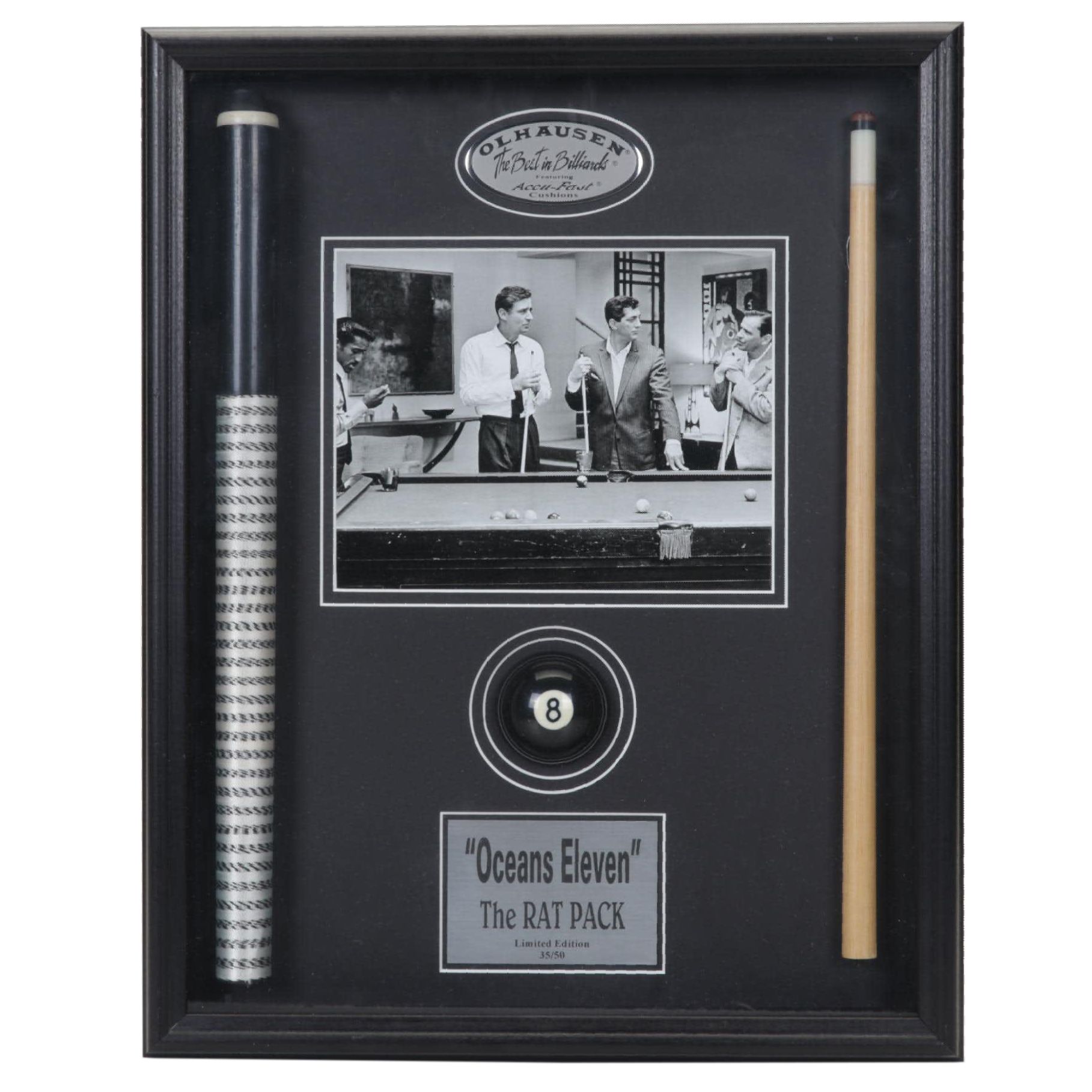 The Rat Pack "Oceans Eleven" Pool Cue Shadow Box