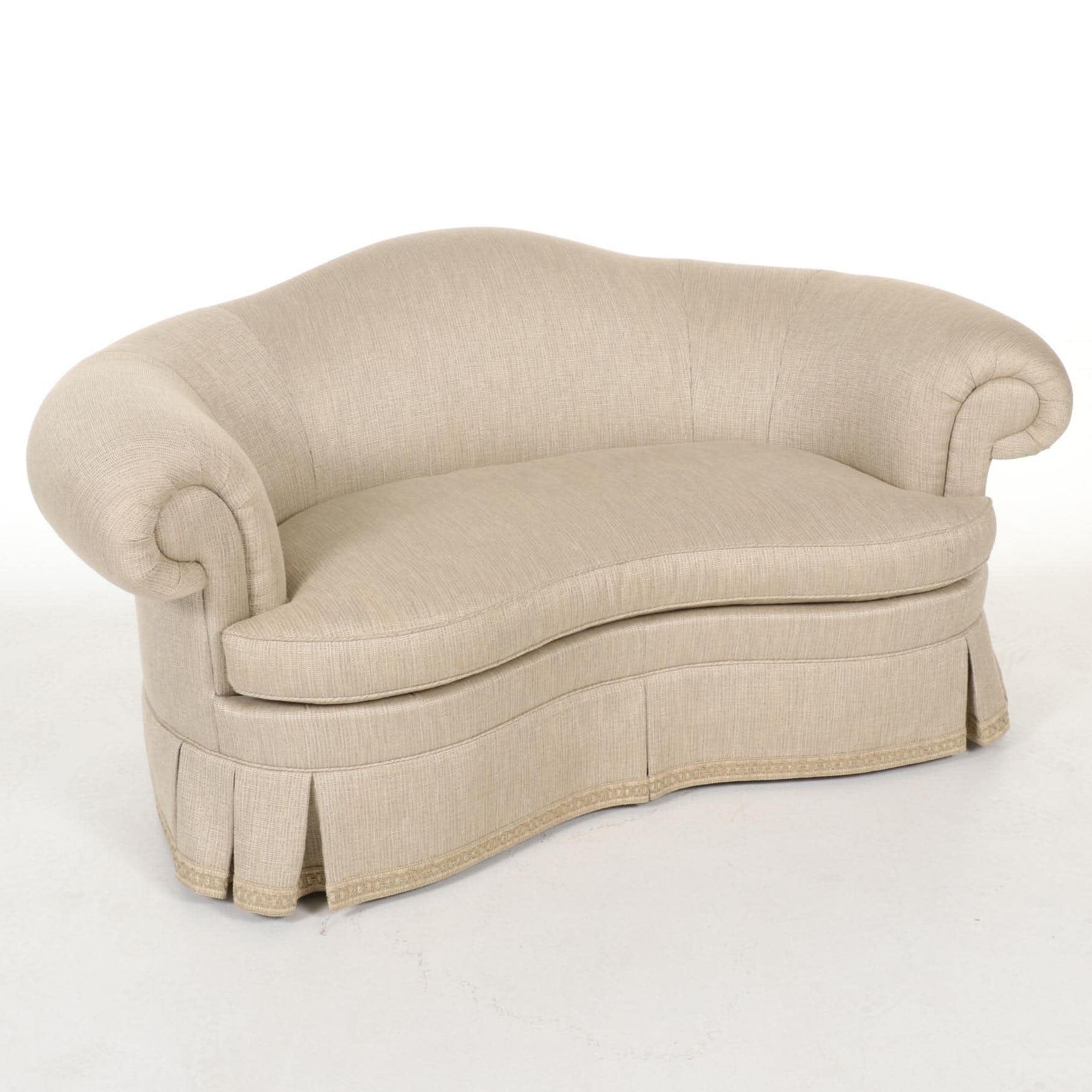 Hickory Chair Custom-Upholstered and Skirted Loveseat Sofa