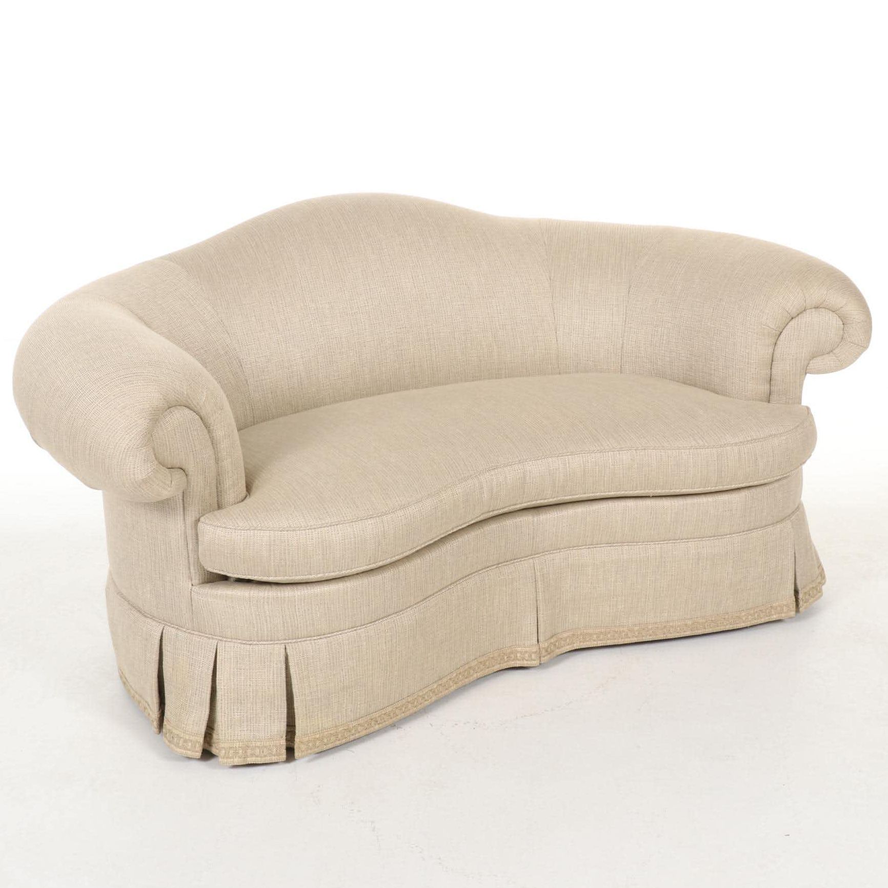 Hickory Chair Custom-Upholstered and Skirted Loveseat Sofa