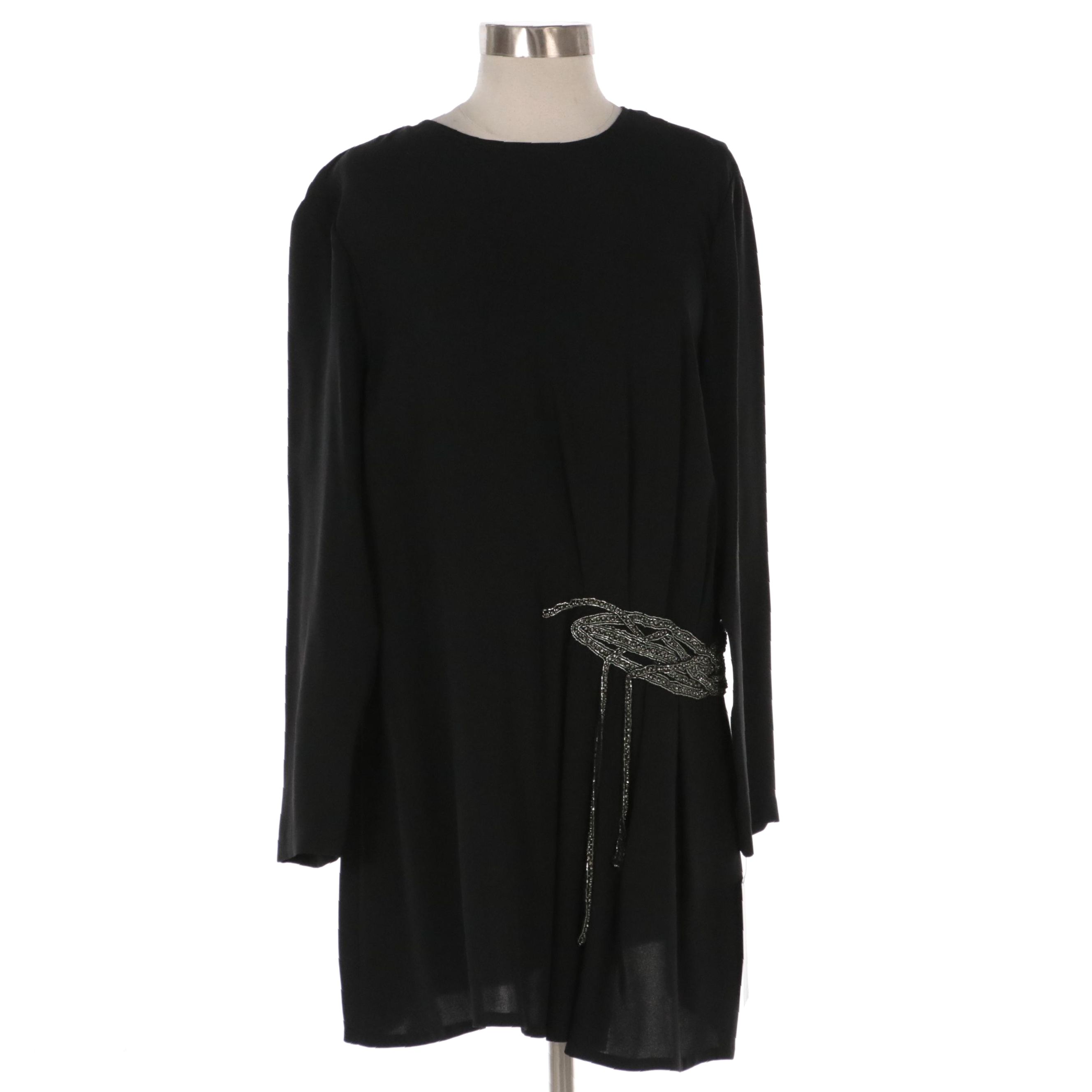 Lafayette 148 Silk Cocktail Dress Embellished with Beads and Rhinestones, NWT EBTH