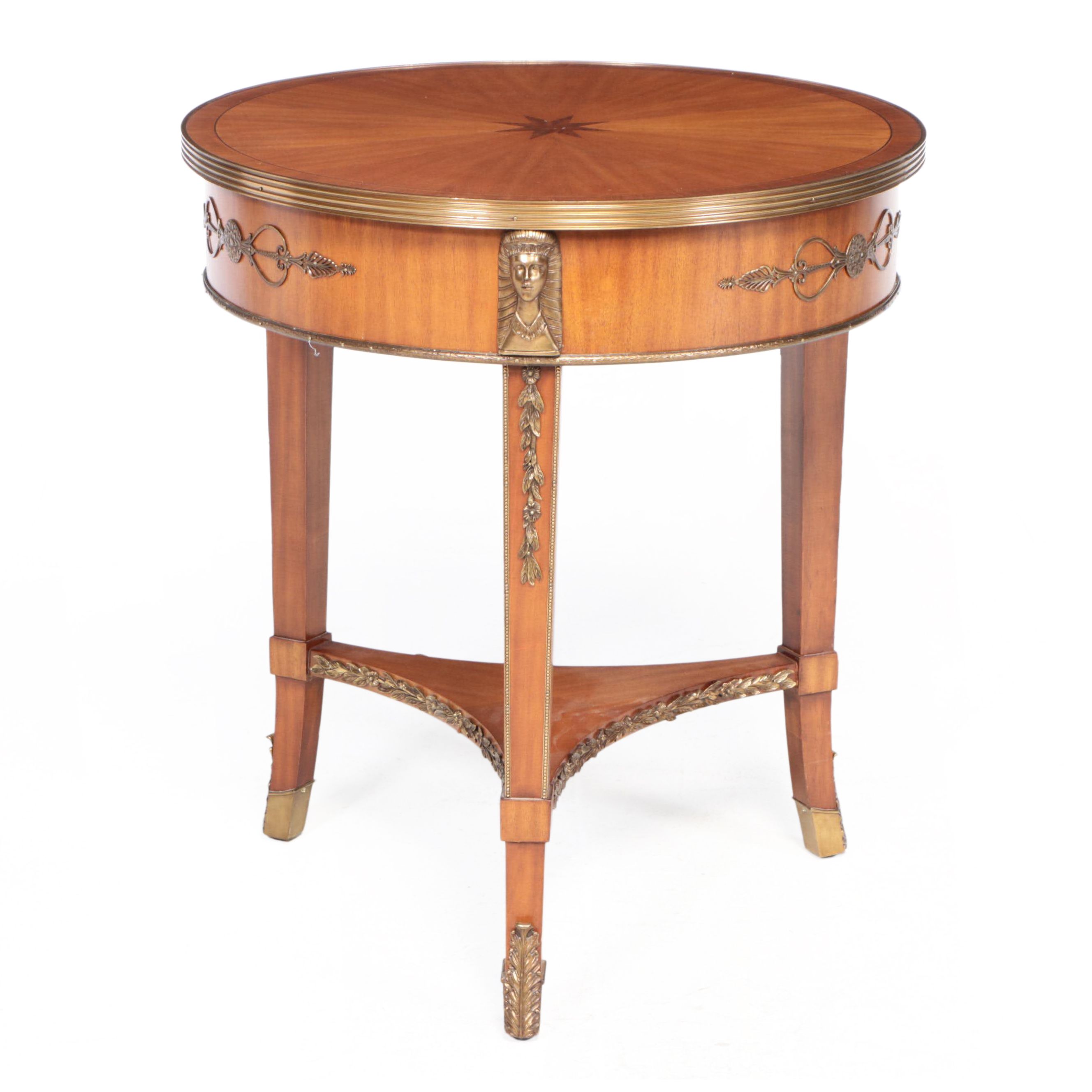 Maitland-Smith Empire Style Gilt Brass-Mounted and Marquetry Guéridon