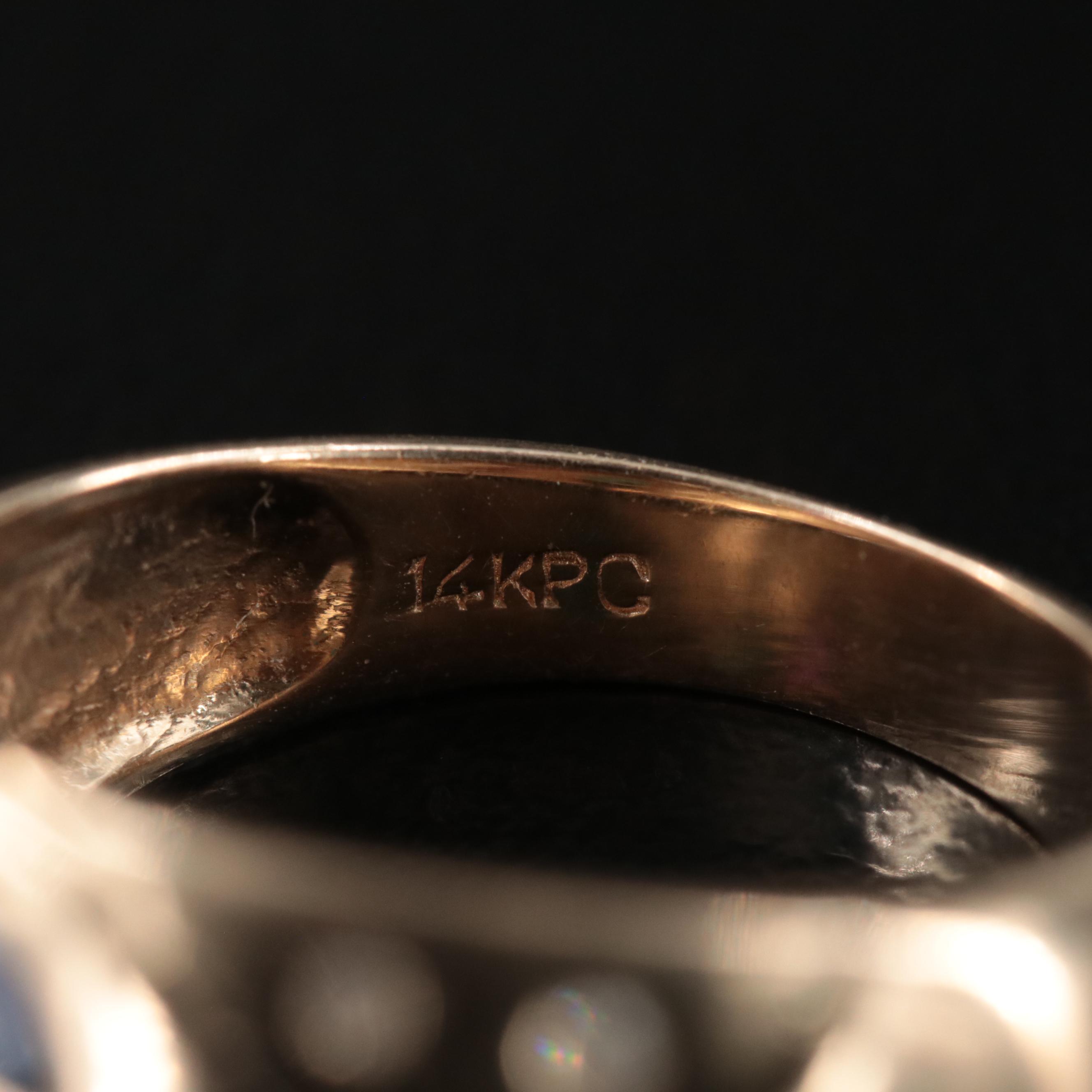 14K Flush Set Emerald, Ruby, Sapphire, and Diamond Ring