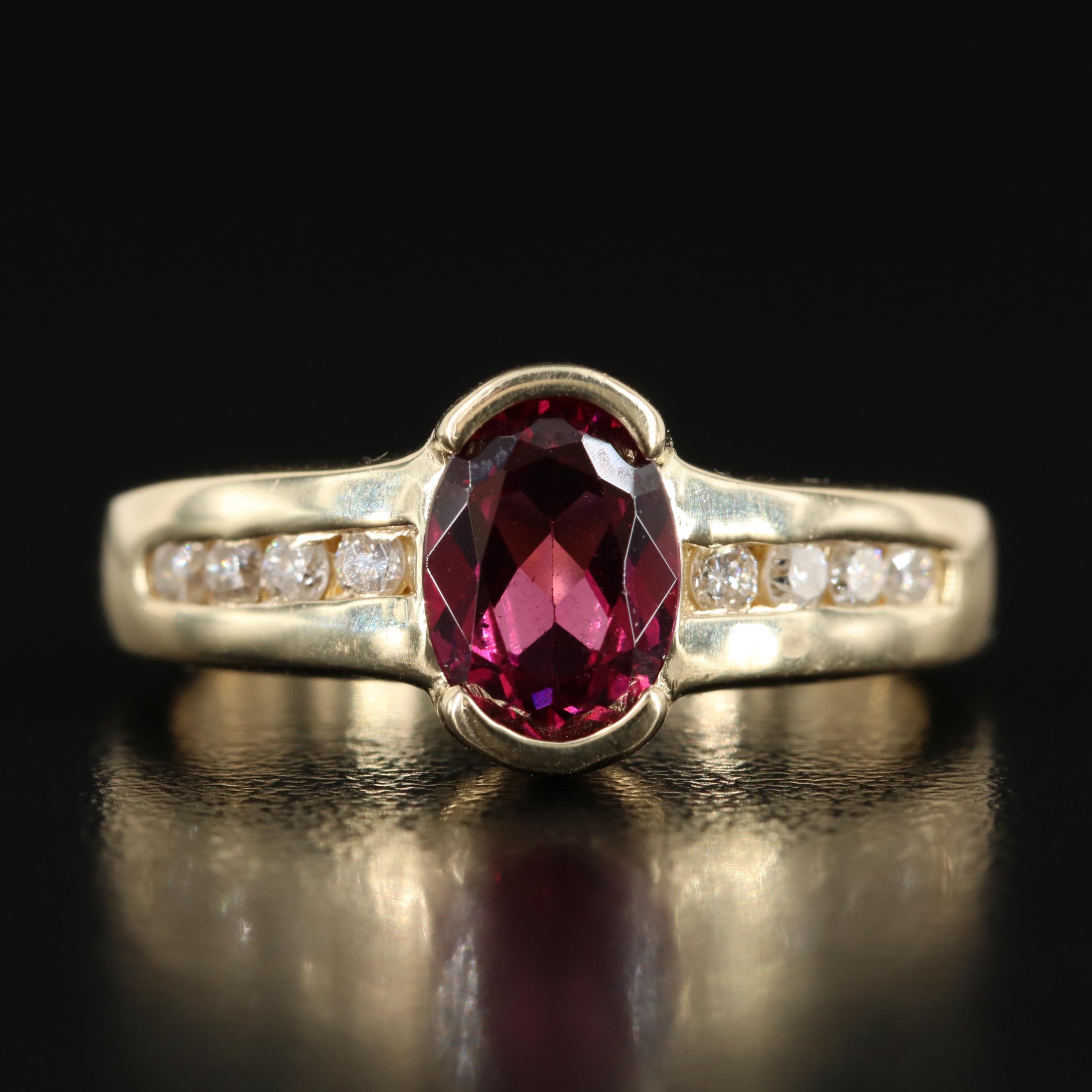 10K Rhodolite Garnet and Diamond Ring